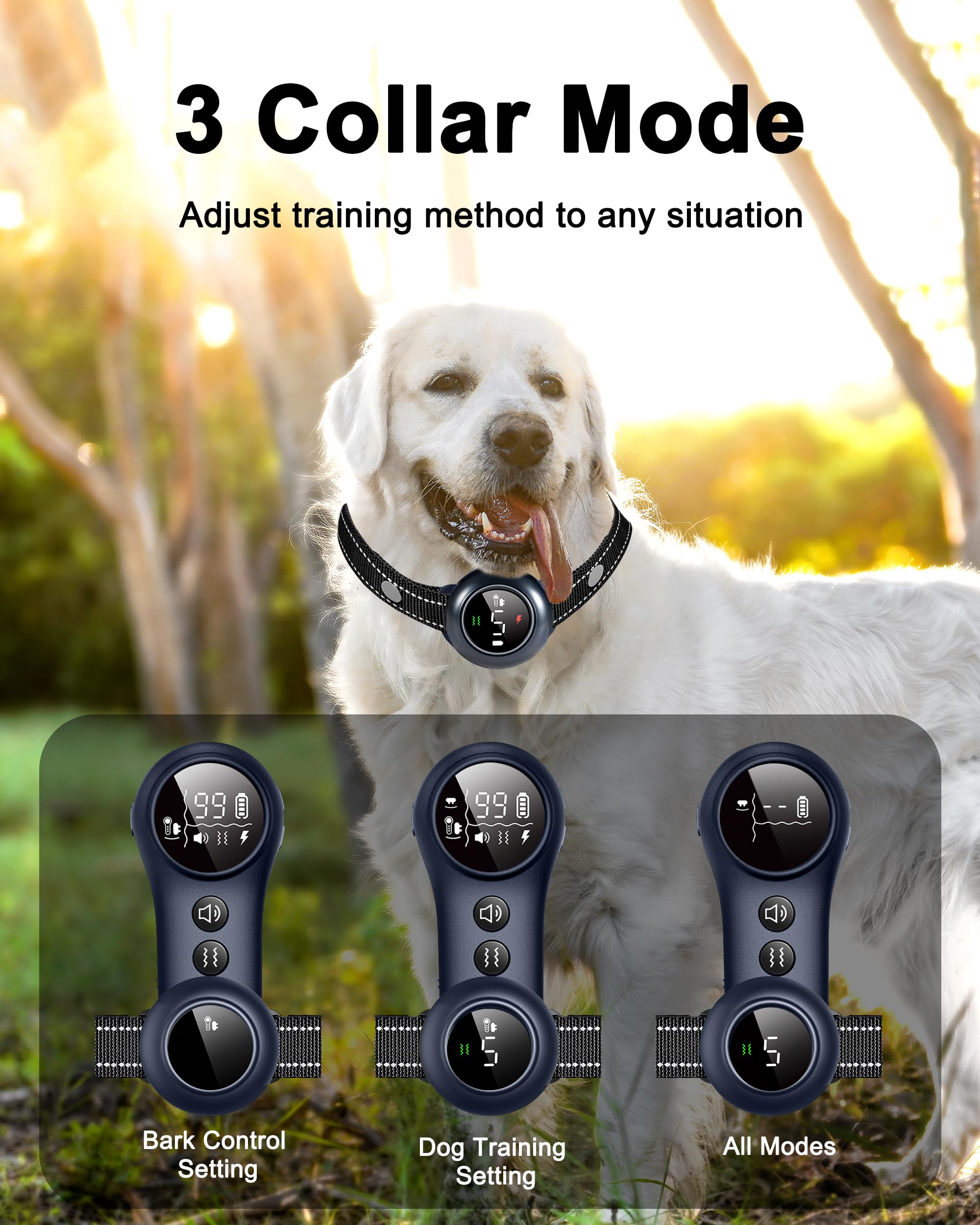 Aniparty 2-In-1 Dog Shock Collar & Dog Bark Collar - Rechargeable Dog Training Collar With Remote Control For 5-150 Lbs, Dog Col