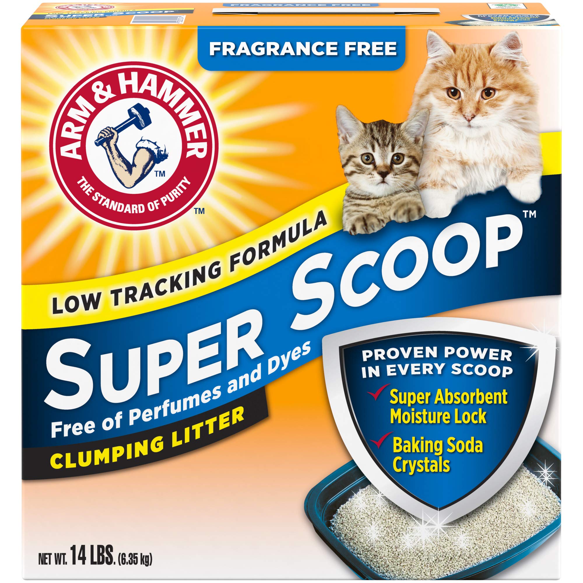 Arm & Hammer Super Scoop Clumping Litter, Fragrance Free 14Lb