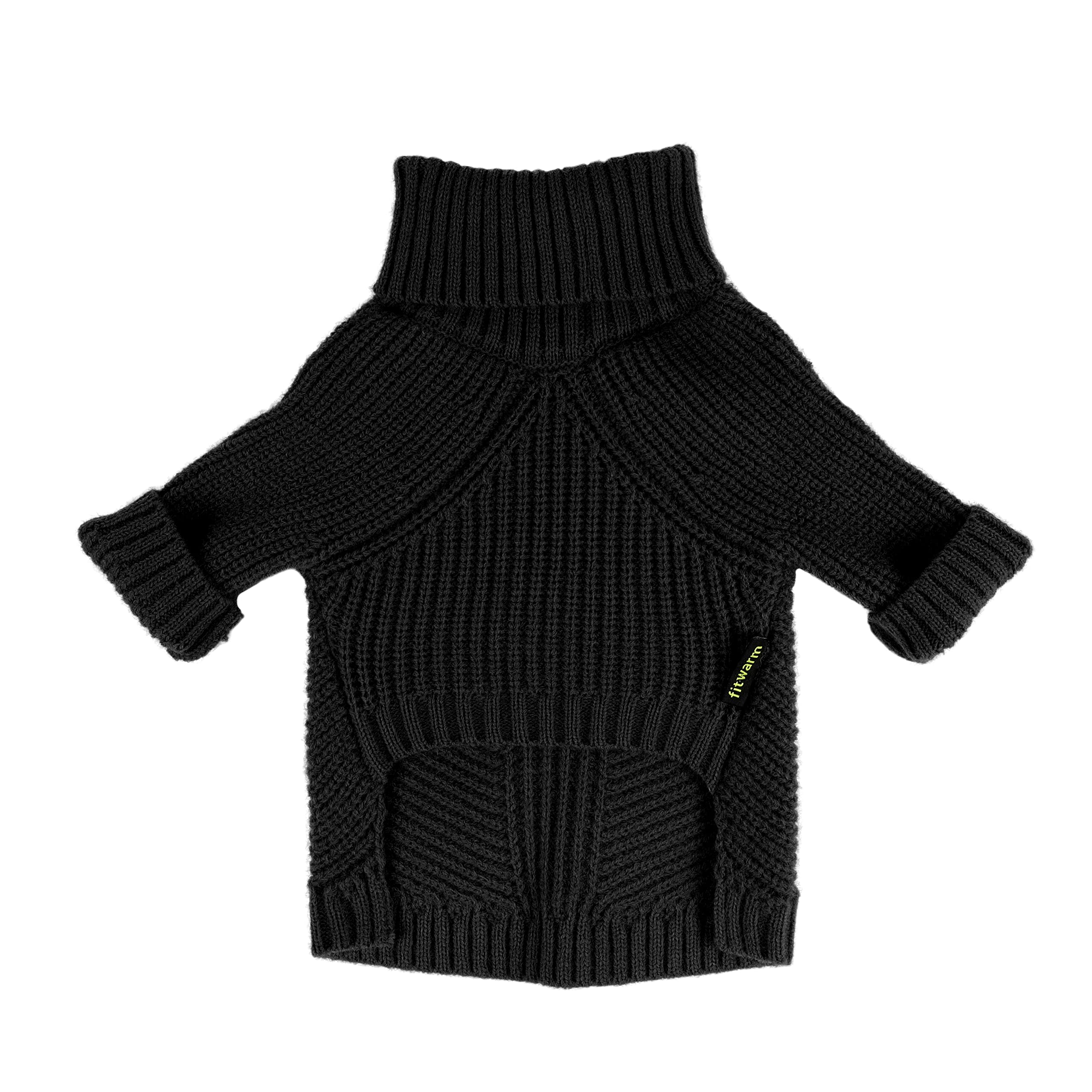 Fitwarm Dog Turtleneck Sweater, Thermal Knitted Pet Coat, Dog Winter Clothes For Small Dogs, Cat Apparel, Black, Large