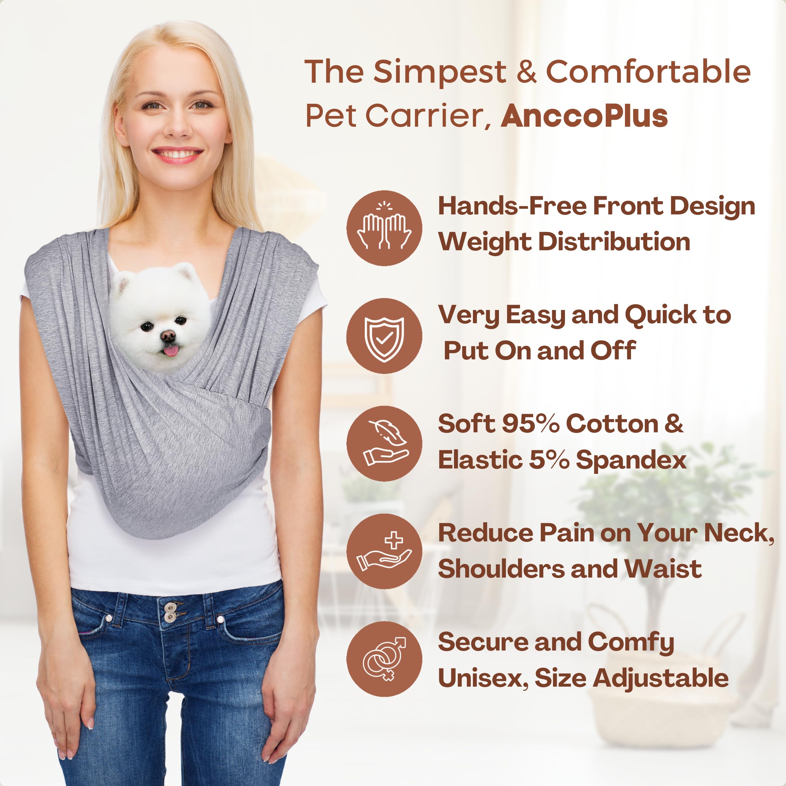 Anccoplus Dog Carriers For Small Dogs, Front Facing Small Dog Carrier, Hands Free Pet Carrier, Size Adjustable Cat Carriers, Red