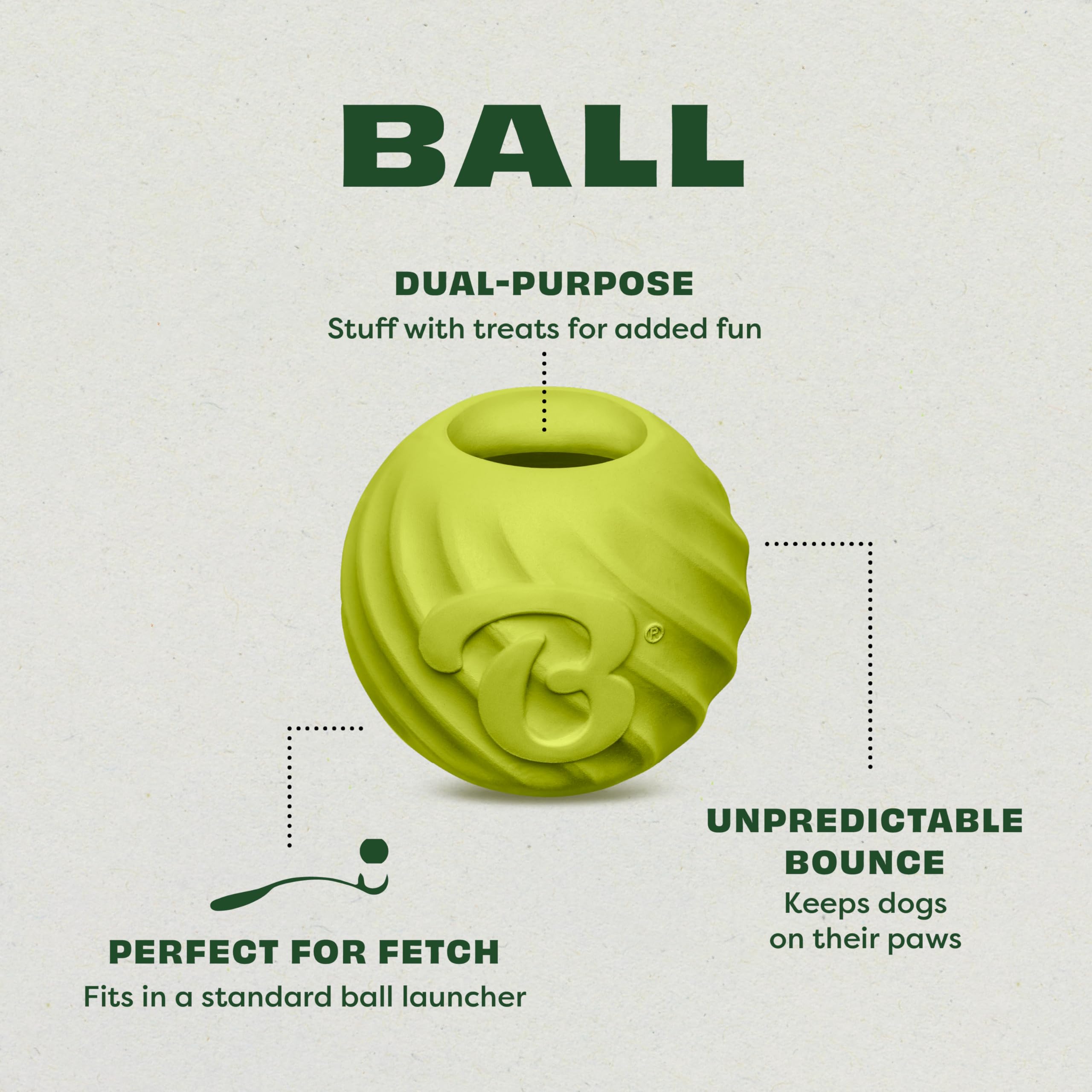 Benebone 3-Pack Ball/Bone Medium/Pawbler Rubber Pet Toys