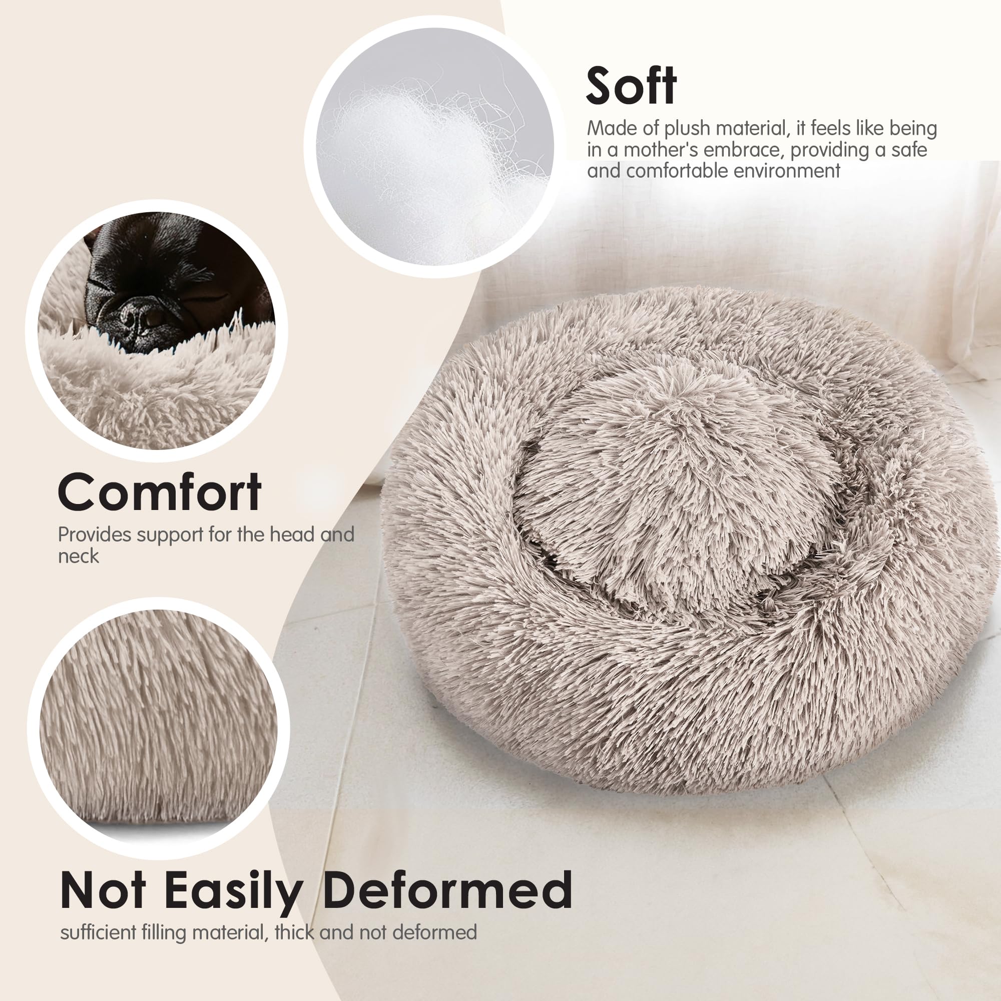 Dog Beds Large Sized Dog and Cats, 32in Pet Beds for Large Pet, Washable Indestructible Extra Large Dog Bed (Brown)