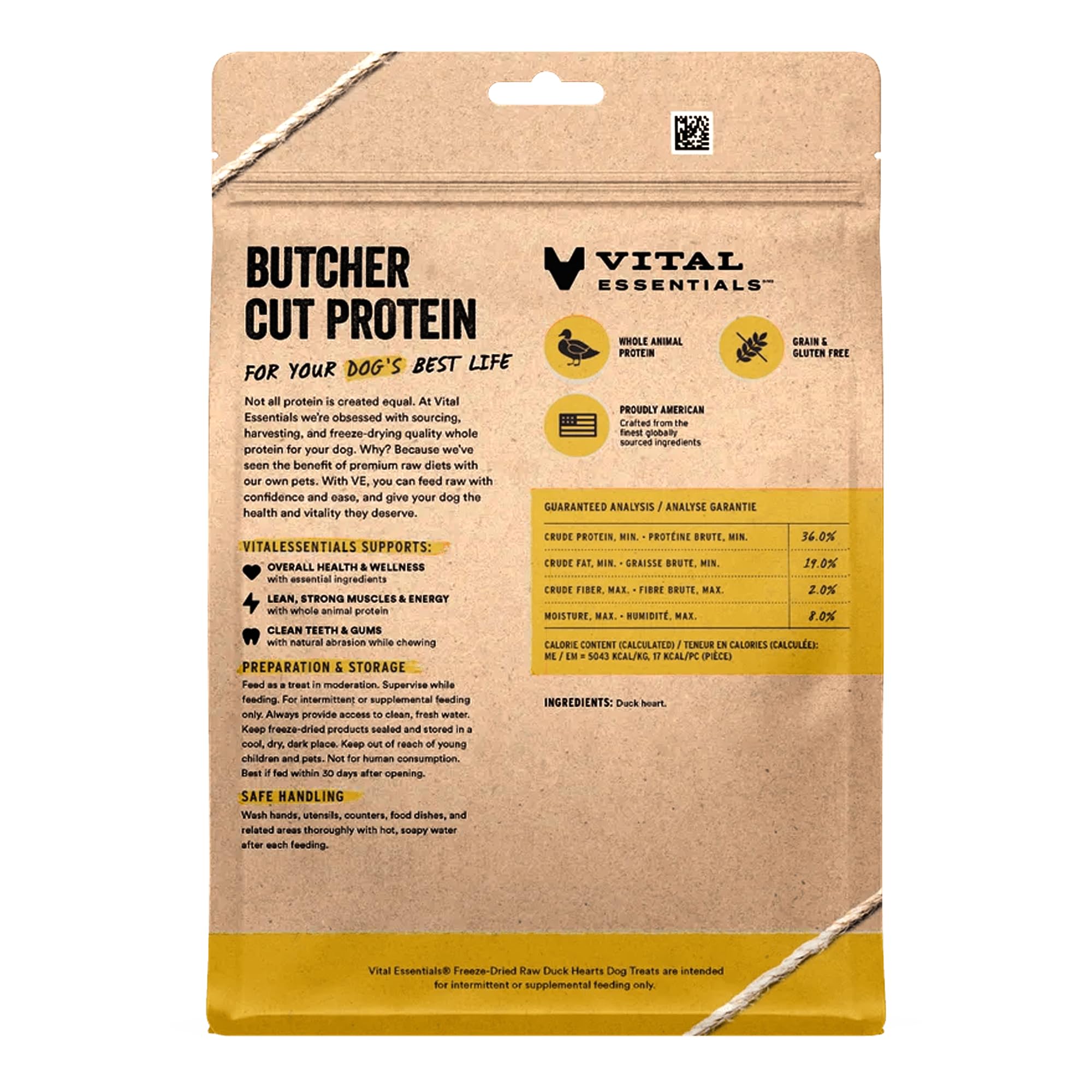 Vital Essentials Duck Hearts Dog Treats, 10 oz | Freeze-Dried Raw | Single Ingredient | Premium Quality High Protein Training Tr