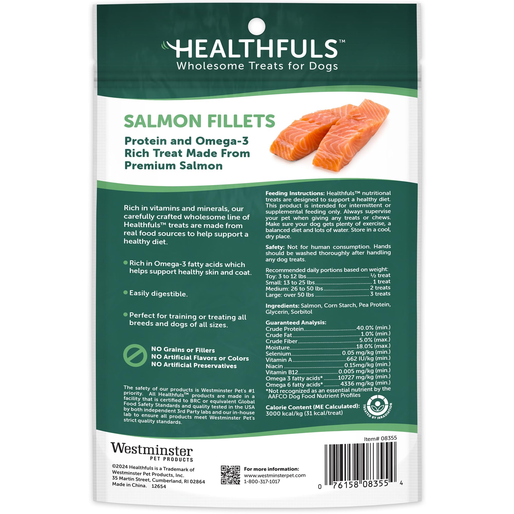 HEALTHFULS Salmon Fillet Dog Treats, 3.5oz - Natural Salmon Flavor, Model 8355
