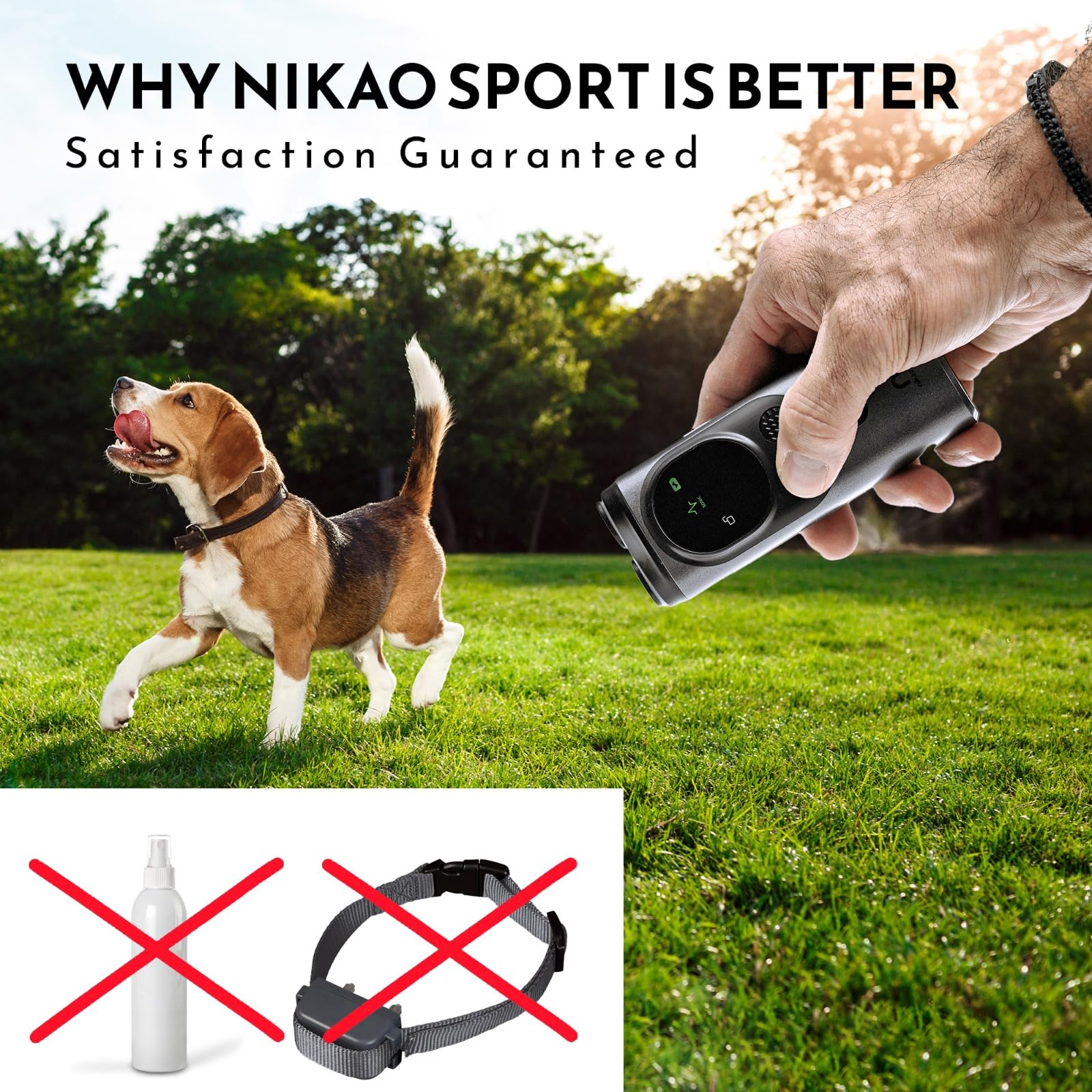 Nikao Sports- Triple Ultrasocnic, Anti-Barking Device for Dogs - Safe and Humane for Training and Behavior Control with LED Disp