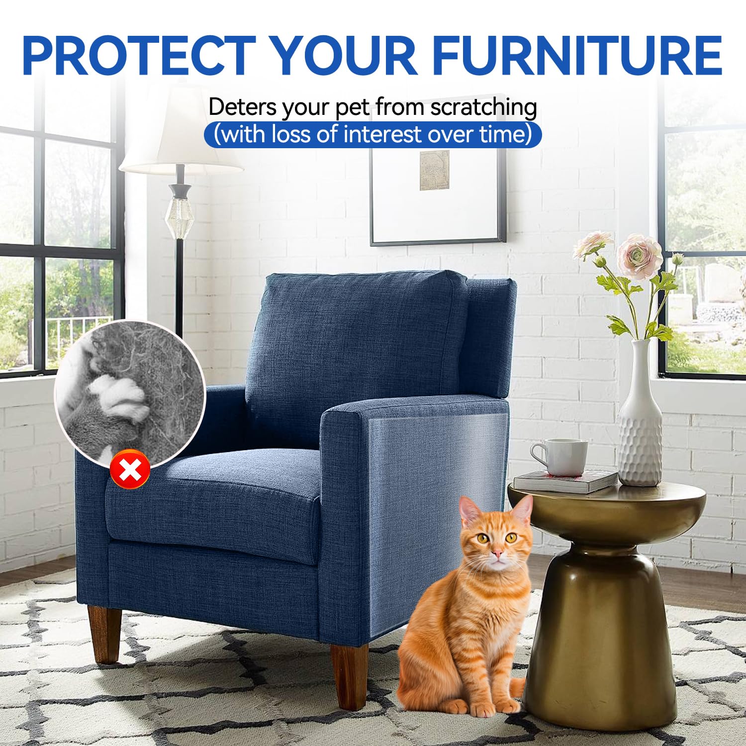 Cat Scratch Furniture Protector - Couch Protector From Cat Claws, Plastic Cover Adhesive Clear Flexible Sofa Guard, Single Side