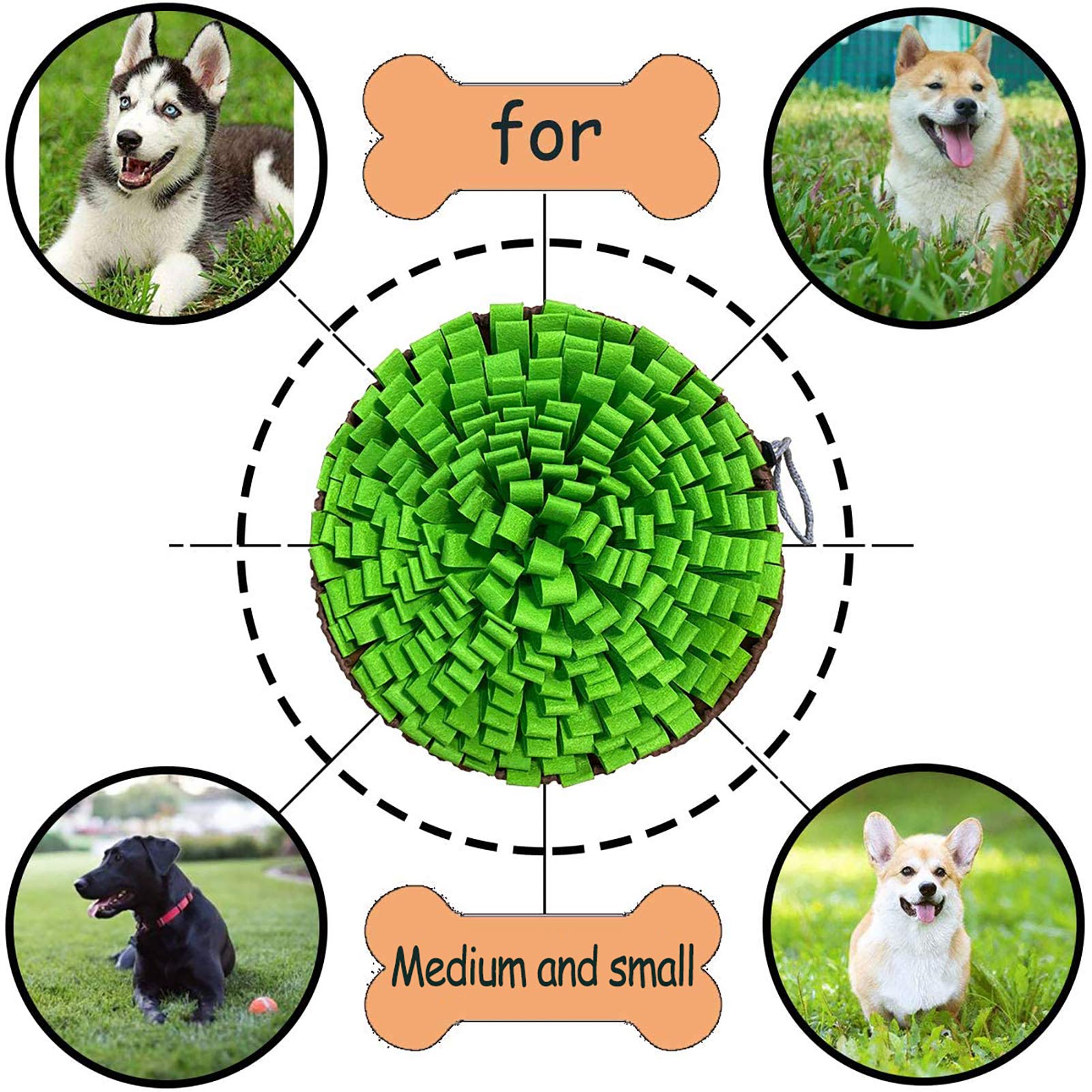 NEECONG Pet Snuffle Mat - Interactive Feed Puzzle for Dogs & Cats, 18.8"x18.8", Green, Travel Portable, Stress Relief, Model 050132788062