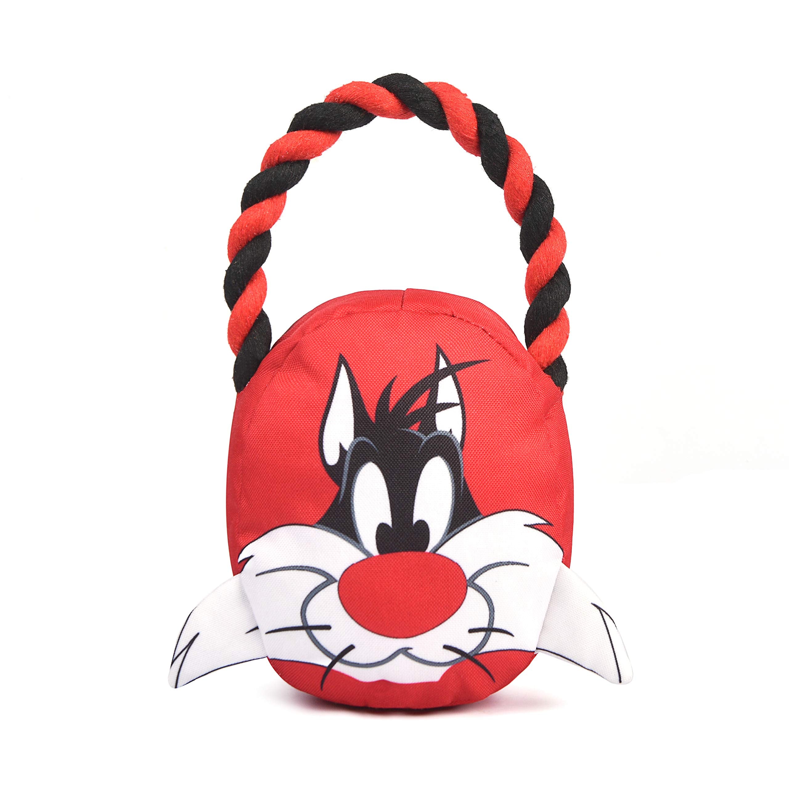 Looney Tunes For Pets Sylvester Rope Head Stuffed Dog Toy For All Dogs | Red, White, And Black Character Plush Fabric Toy For Dogs | Cute Rope Canvas Dog Toy