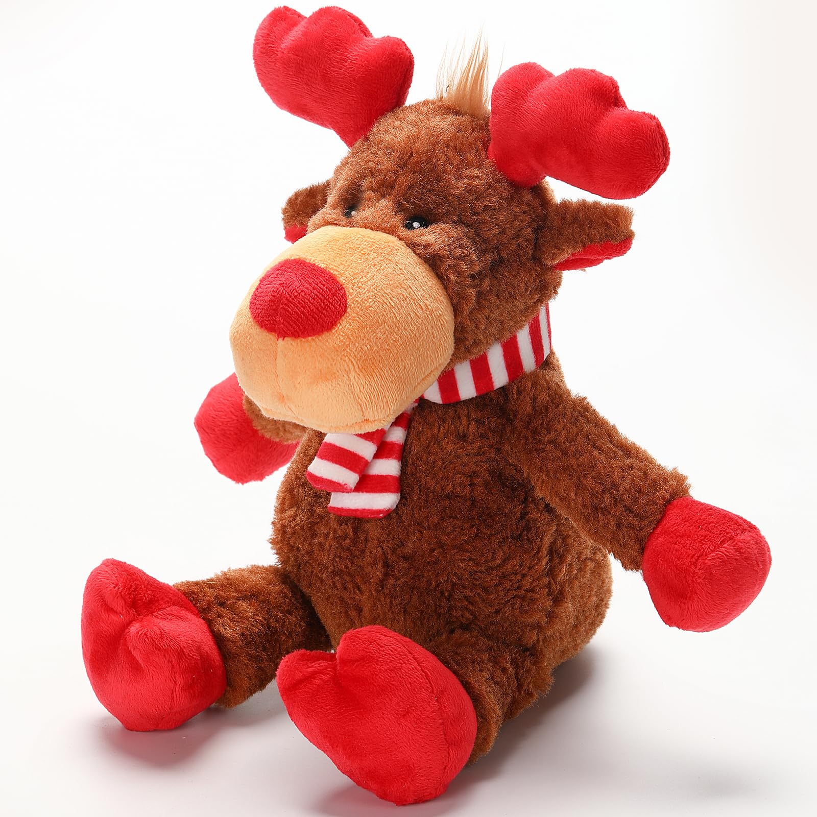 Christmas Squeaky Toys With Crinkle Paper, Plush Reindeer Interactive Stuffed Chew Toys, Gifts For Puppy, Small, Medium, Large D