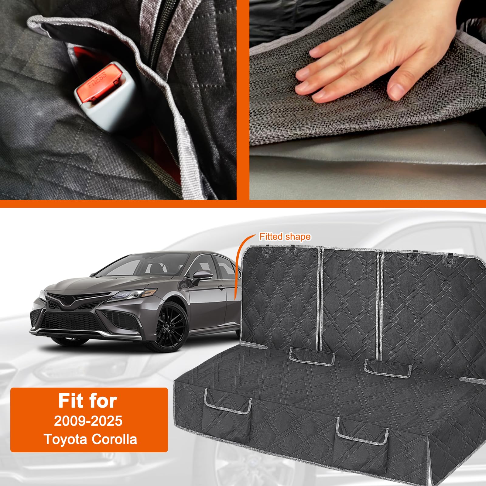 Kistrba Dog Car Seat Cover Compatible With Toyota Corolla 2009-2025, Waterproof Pet Bench Seat Cover For Back Seat, 600D Heavy D