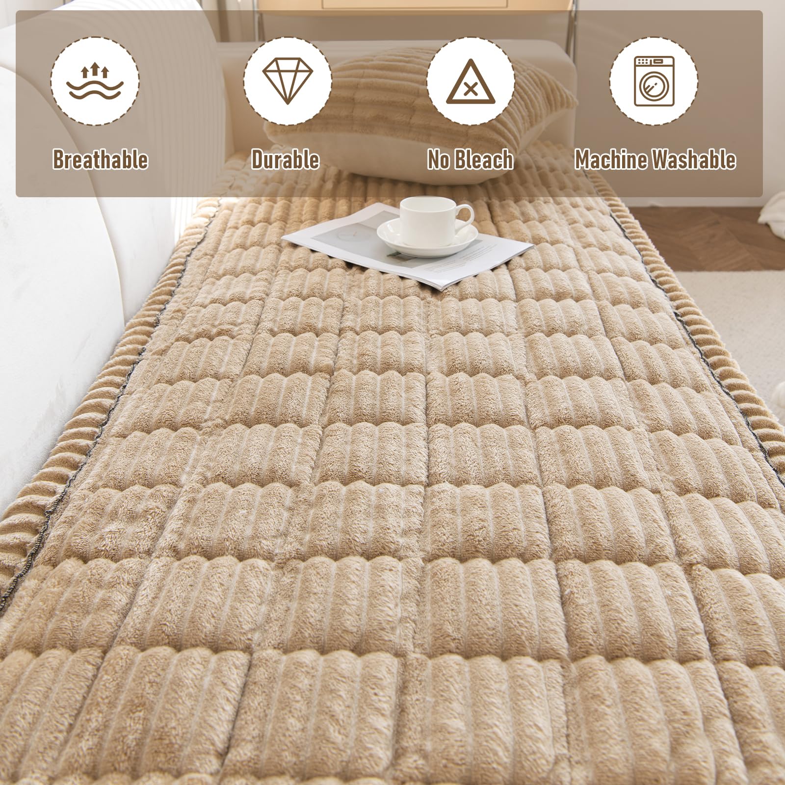 Livego Fuzzy Couch Covers For Pets, Couch Protector For Dogs Garden Chic Cotton Protective Couch Cover, Pet Mat Bed Couch Cover