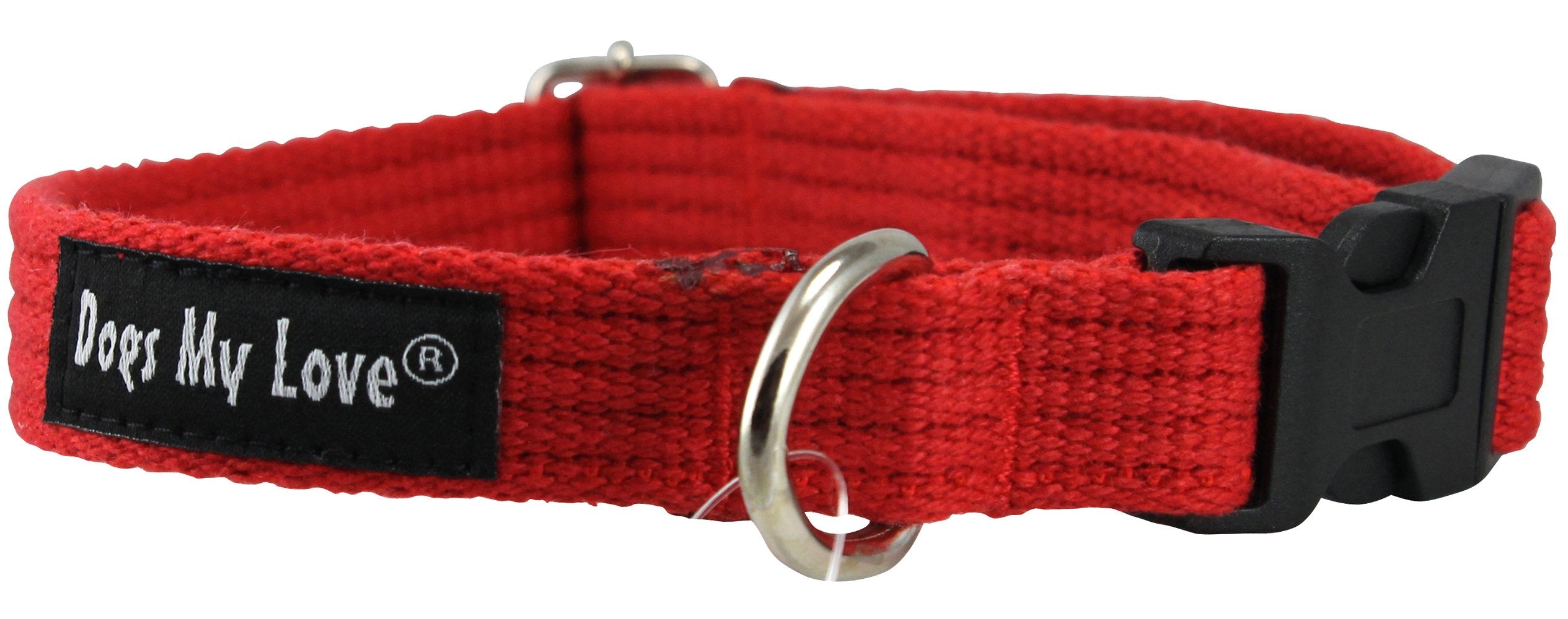 Cotton Web Adjustable Dog Collar 4 Sizes Red (Small: Neck 11.515.5; Width 1/2)