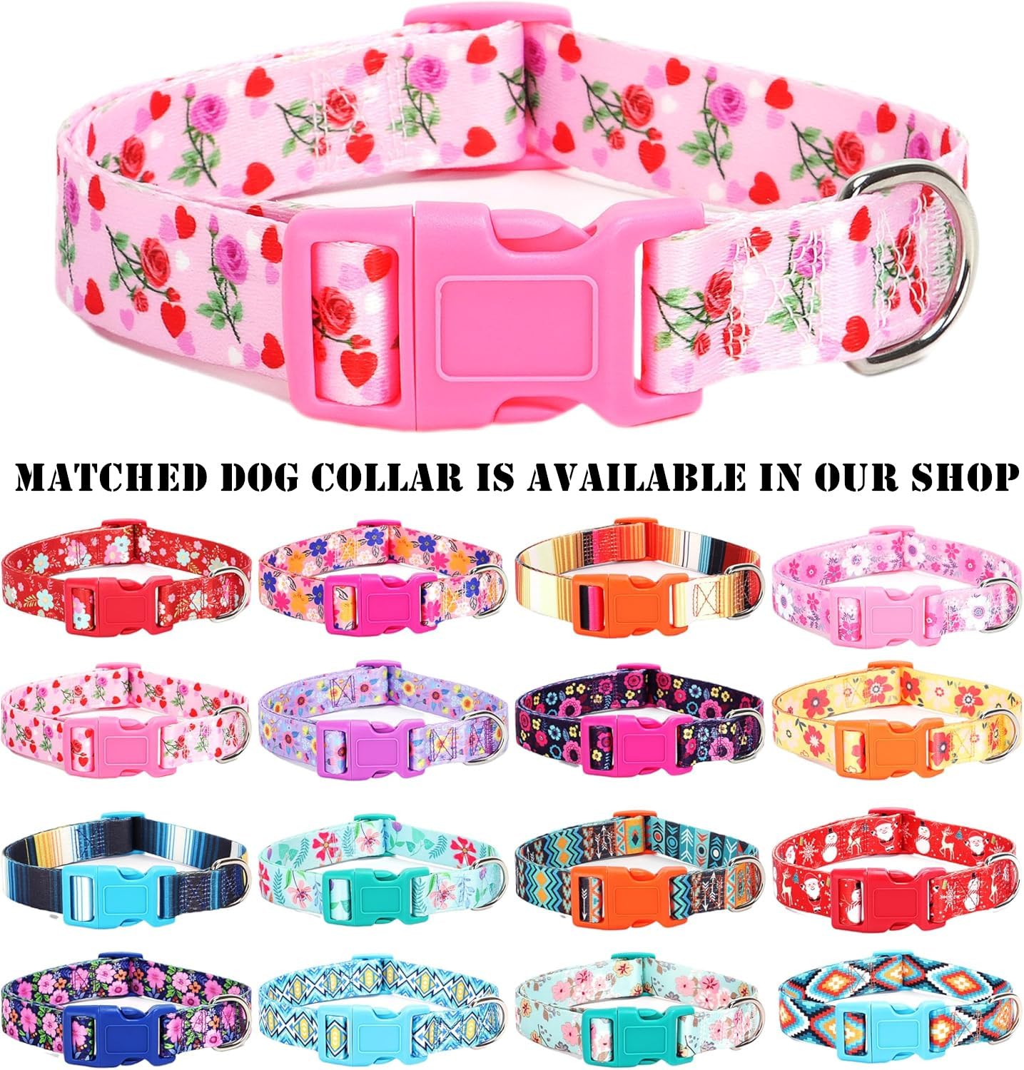 Moonpet Step In Valentine'S Day Dog Harness Leash Set- All Weather Reflective No-Pull Floral Pattern Padded Mesh Vest Harness Fo