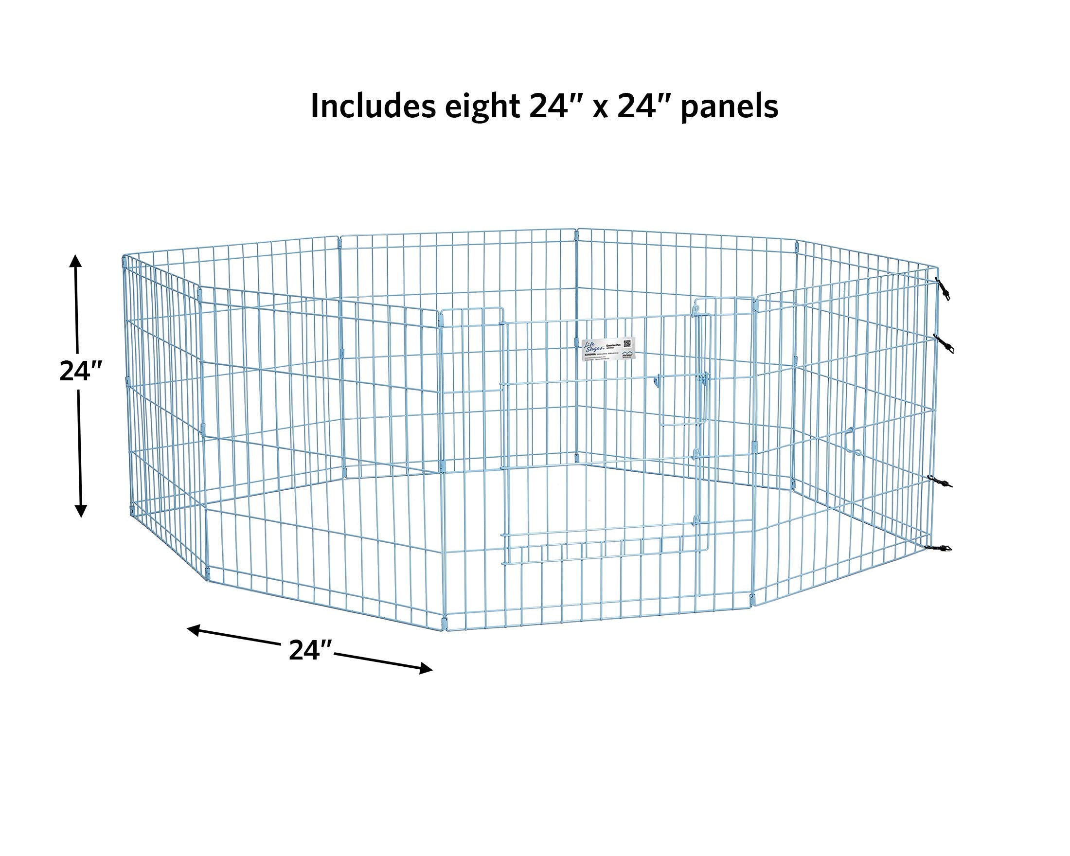 Midwest Homes For Pets Folding Metal Exercise Pen / Pet Playpen, Blue,24'W X 24'H, 1-Year Manufacturer'S Warranty