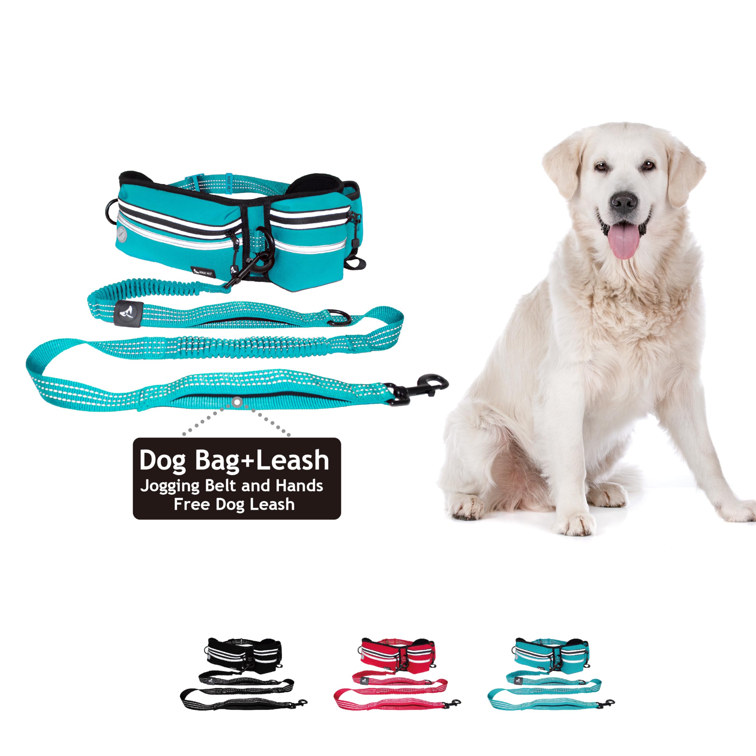 Kruz Pet Kzjbelt-11 Jogging Belt And Hands Free Dog Leash Retractable Shock Absorbing Bungee Leash With Waist Belt Running, Walk