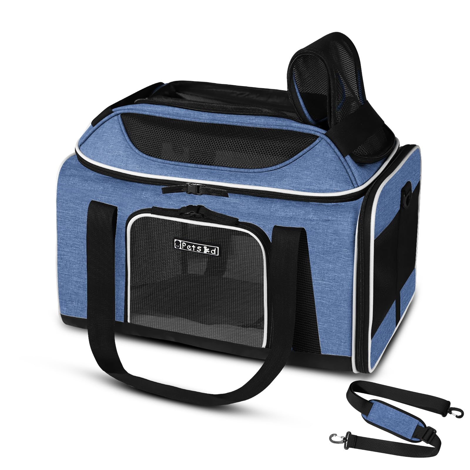 Petskd Top-Expandable Pet Carrier 17X11X9.5 Inches Alaska Airline Approved, Soft-Sided Carrier For Small Cats And Dogs With Lock