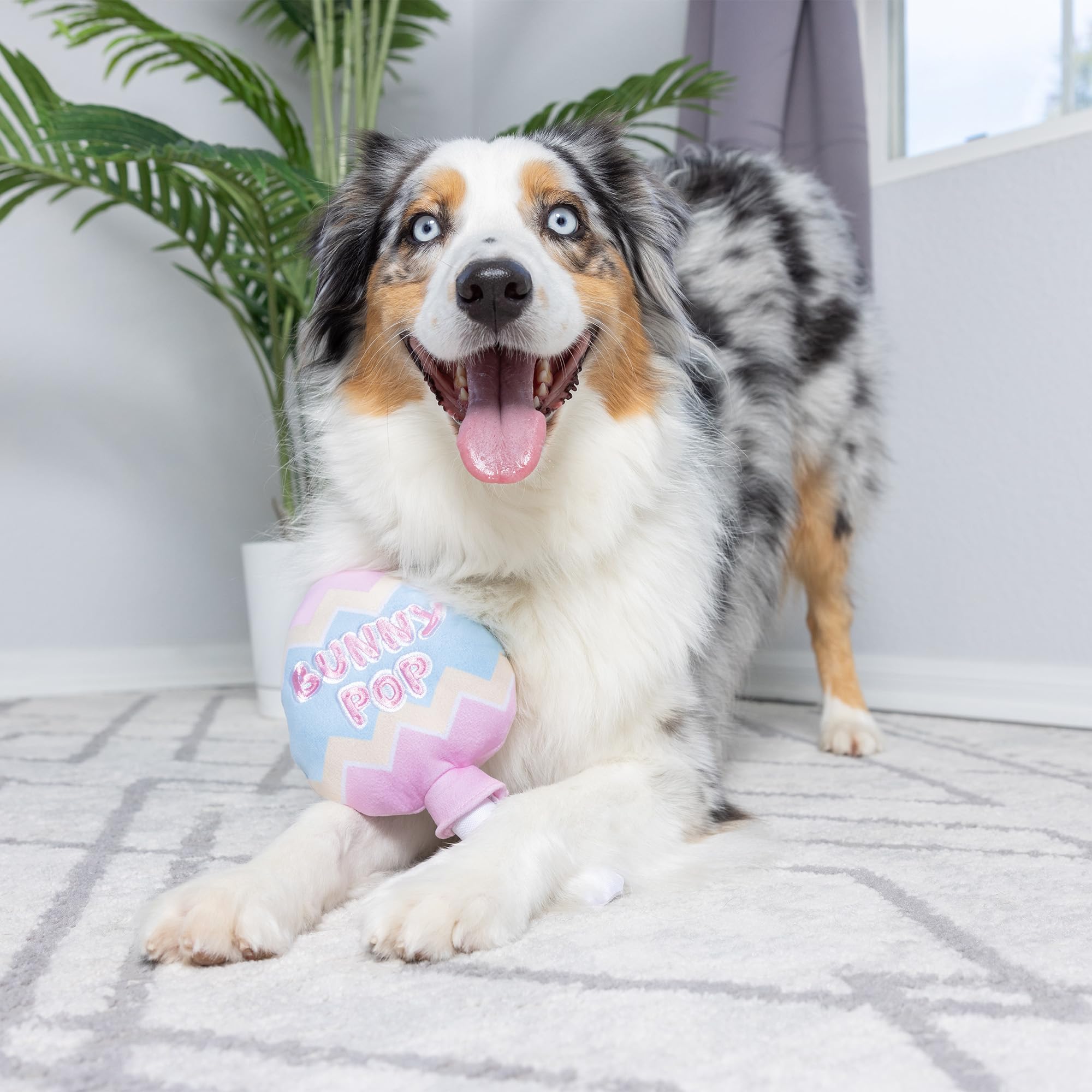 Huxley & Kent For Dogs - Bunny Pop (Large) - Easter/Spring Funny Dog Toy - Power Plush Funny Dog Toy With Squeaker - Fun, Durabl