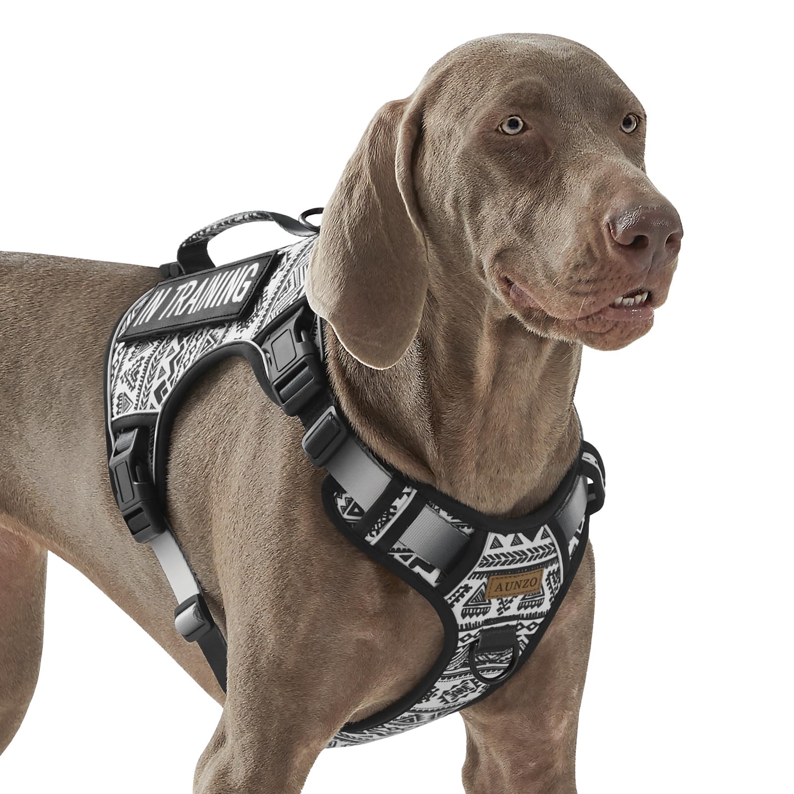 AUNZO Tactical Dog Harness for Extra Large Dog Breeds, No Pull Adjustable Pet Harness with Handle, Reflective K9 Military Servic