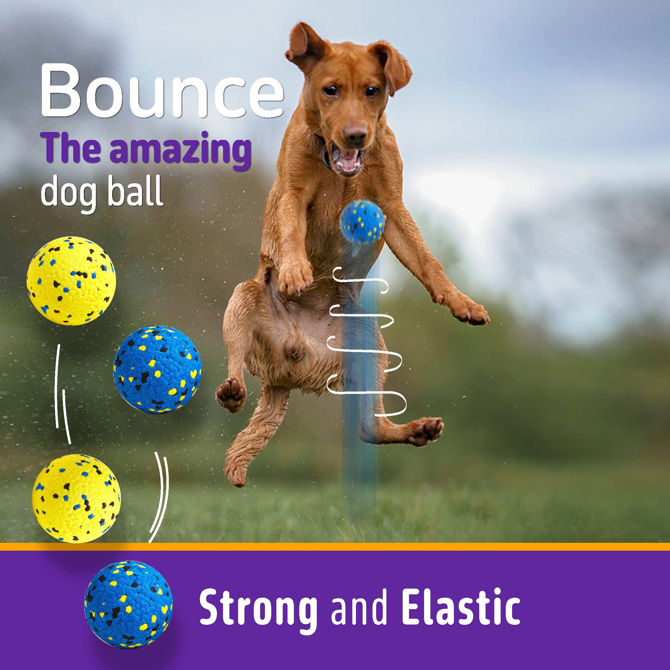 Kimee Tennis Ball Dog Toy for Aggressive Chewers - Durable ETPU Fetch Ball for Large, Medium, Small Dogs - Blue, Yellow