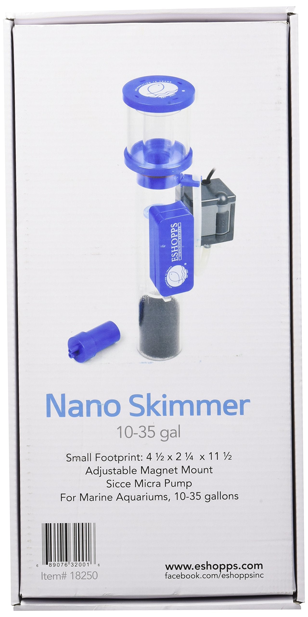 Eshopps Nano Skimmer | Protein Skimmer For Nano Tanks | New Improved Adjustable Magnetic Mount | Adjustable Water Height. Minimal Foot Print. Fits Most All In One Tanks Back Chamber