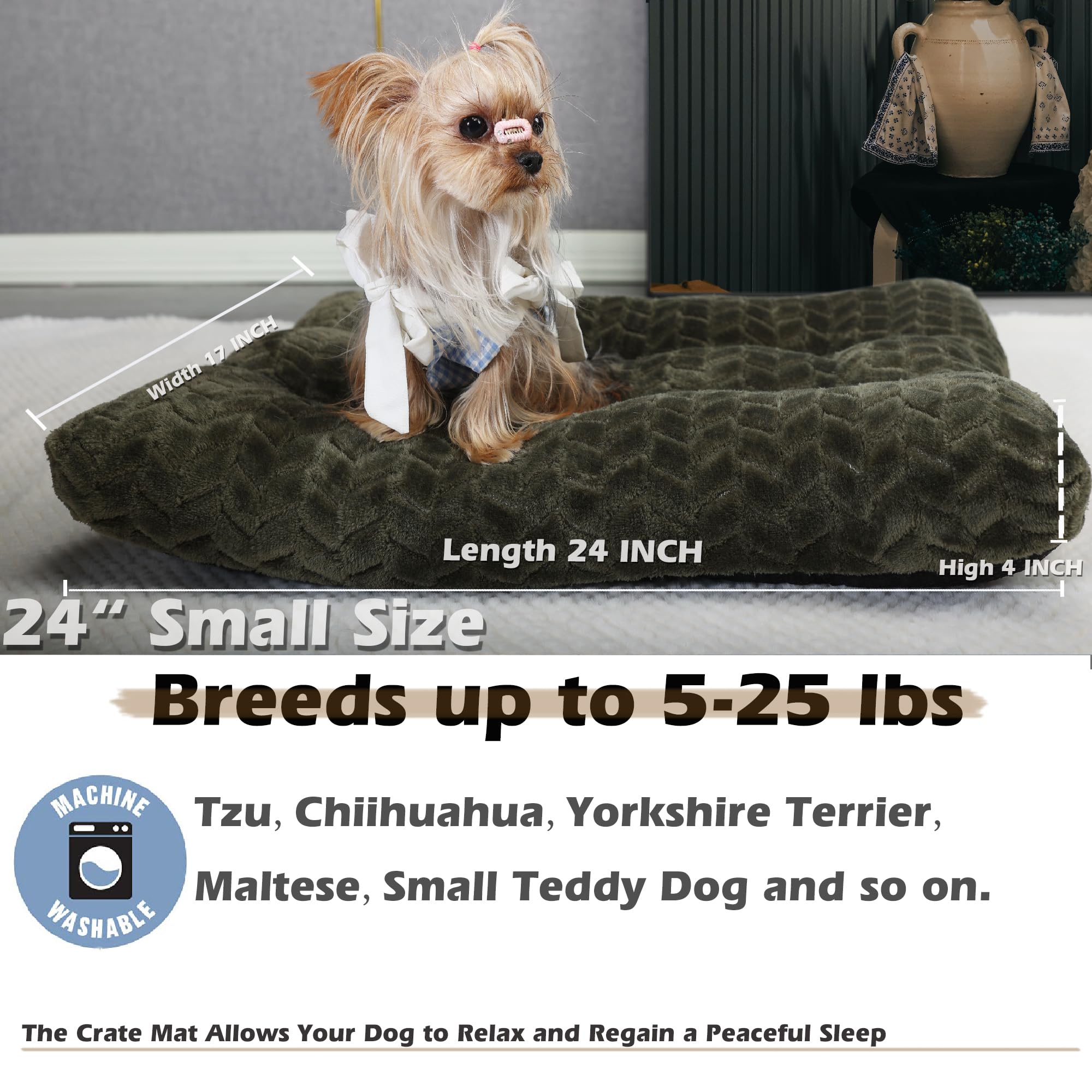 Necesitar Dog Crate Bed For Small Size Dogs Washable Fit 24 Inch Crate Or Cages Kennel Pad With Anti-Slip Pet Pillow Cushion Sle