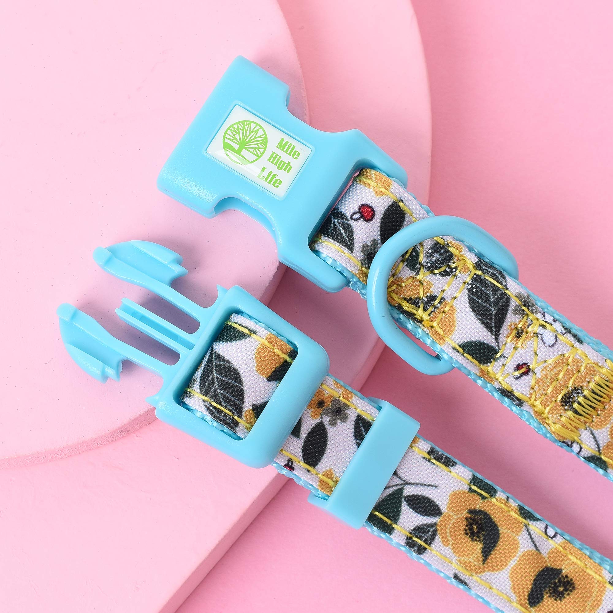 Mile High Life | Cute Bandana Collar | Soft Poly Cotton Fabric Collars For Small Dogs | Flower & Fruit Pattern(Bindweed, Bandana