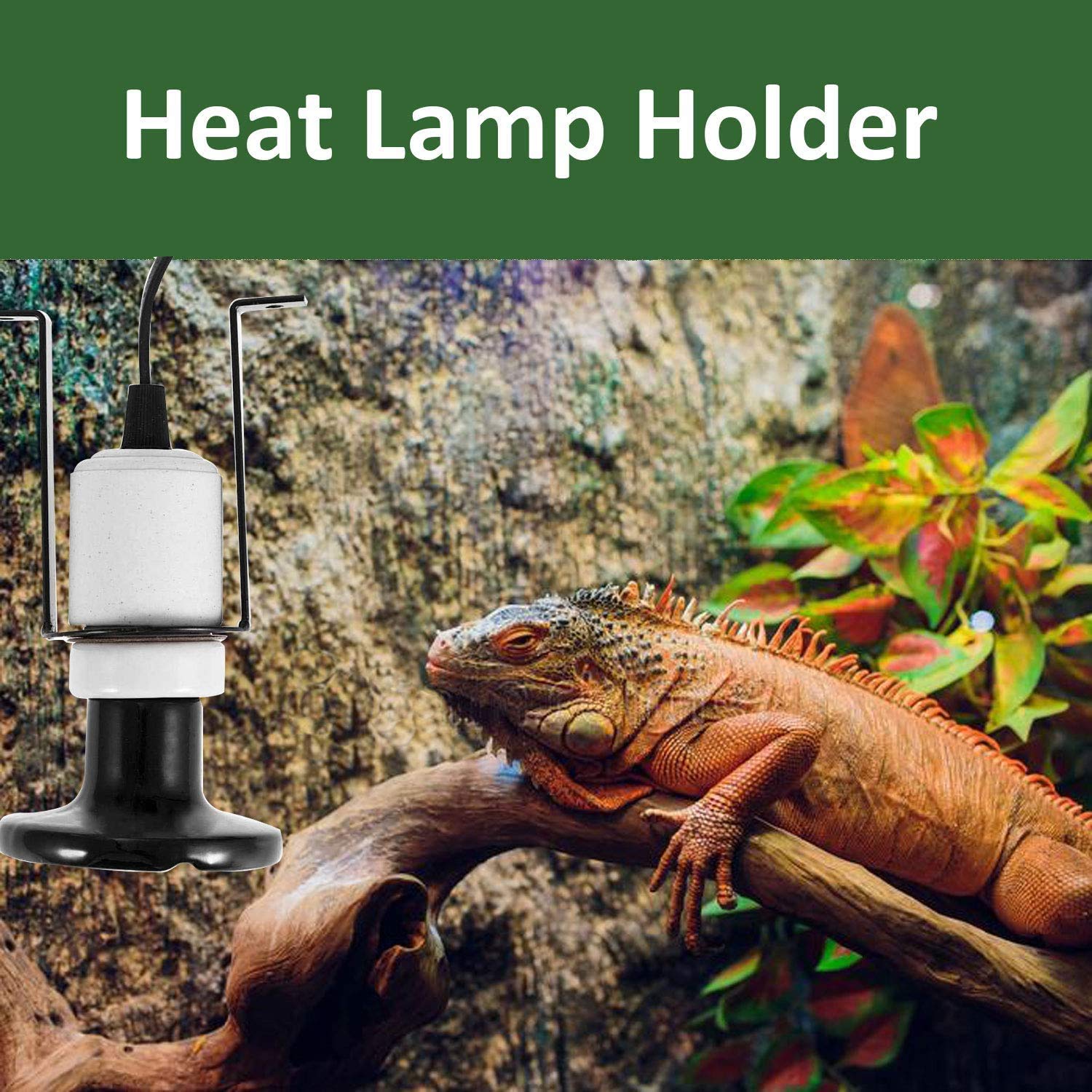 Iruizhe Reptile Ceramic Heat Lamp Holder Pet Heater Bracket For Heat Lamp Bulb 300W(Lamp Bulb Not Included)