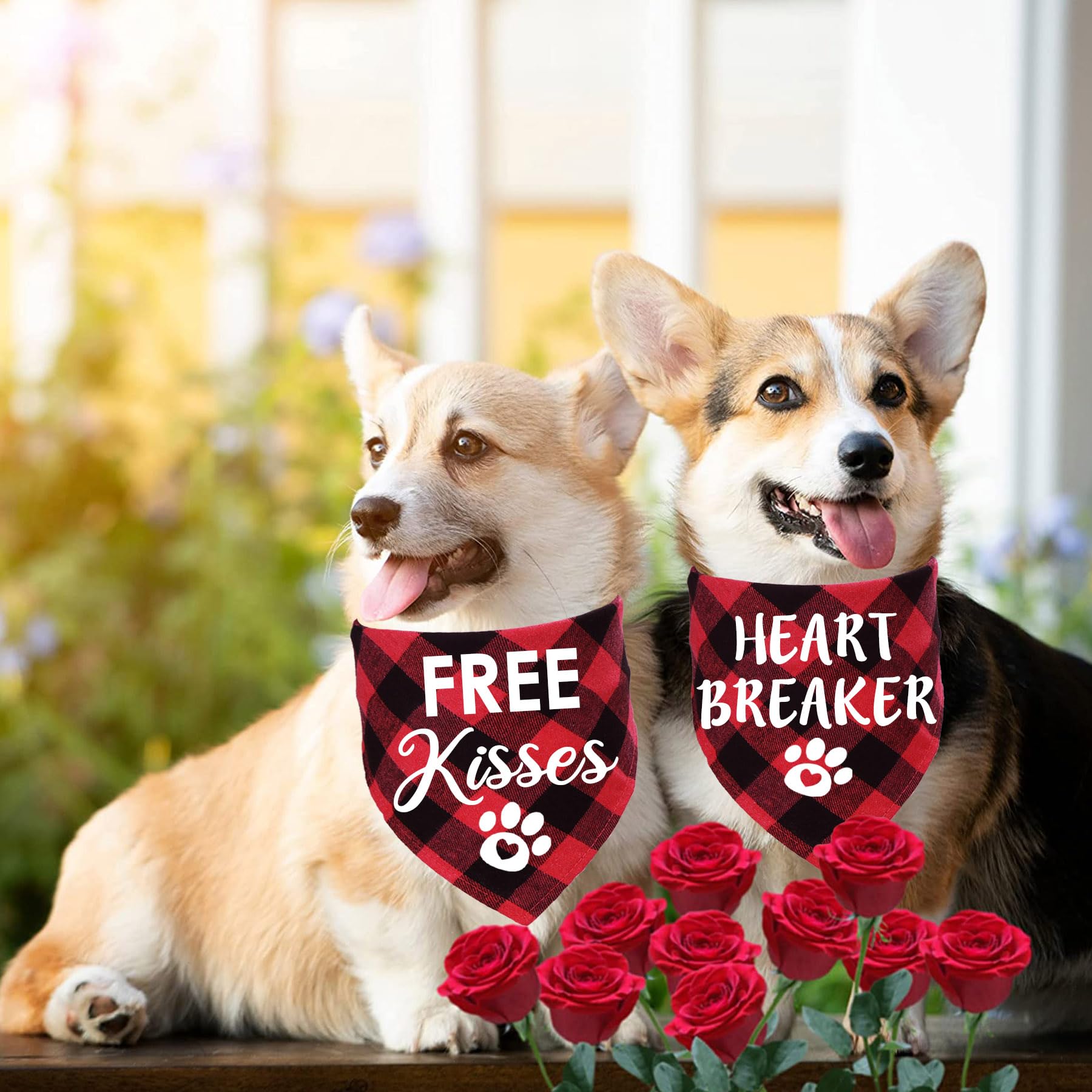 Stmk 2 Pack Valentine'S Day Dog Bandanas - Large, Free Kisses & Heart Breaker
