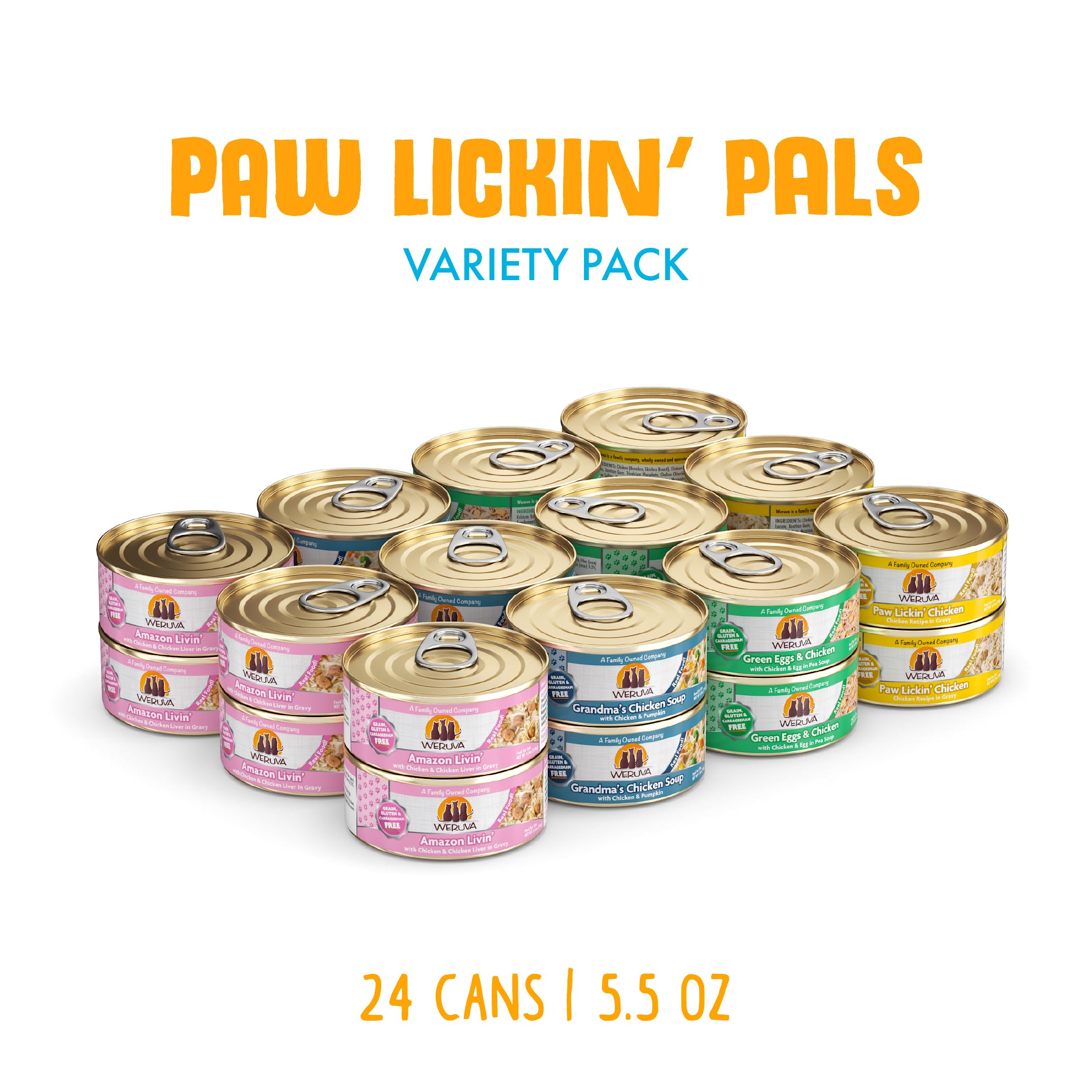 Weruva Classic Cat Food, Variety Pack, Paw Lickin Pals Wet Cat Food, 5.5oz Cans (Pack of 24)