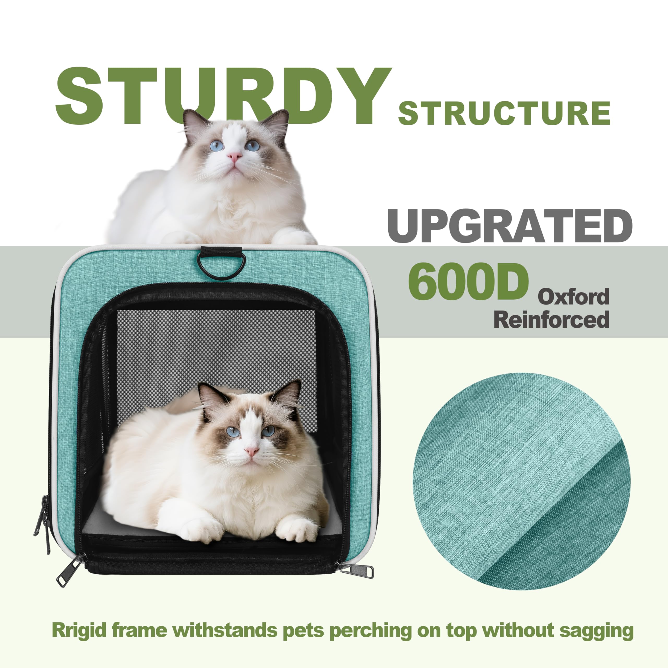 GAPZER Cat Carrier 18x11x11 TSA Approved Ventilated Top Open Softsided Pet Air Travel Bag, Small Animal Basic Crate Shih Tzu Dog