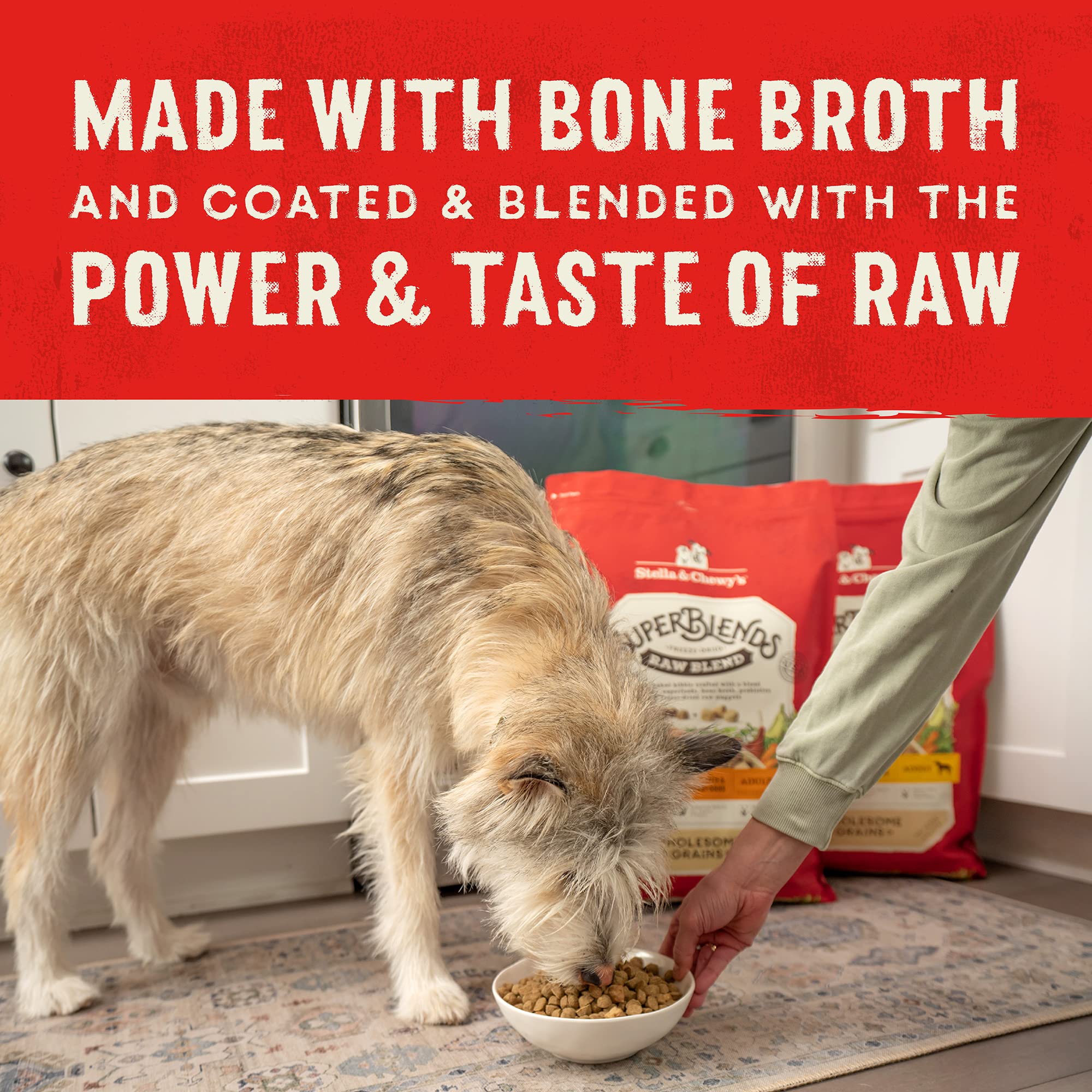 Stella & Chewys SuperBlends Raw Blend Wholesome Grains Grass-Fed Beef, Beef Liver & Lamb Recipe with Superfoods, 3.25 lb. Bag