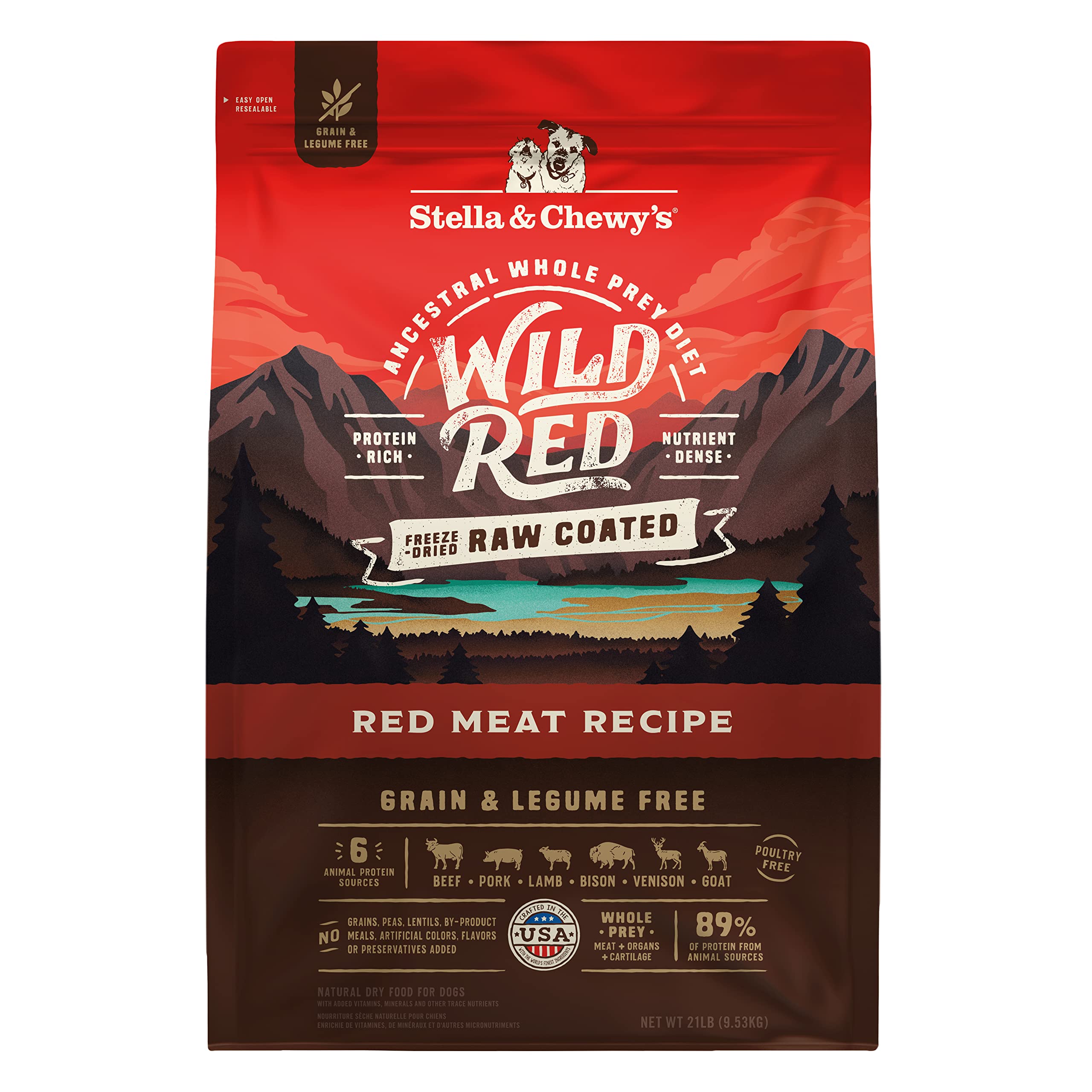 Stella & Chewys Wild Red Dry Dog Food Raw Coated High Protein Grain & Legume Free Red Meat Recipe, 21 lb. Bag