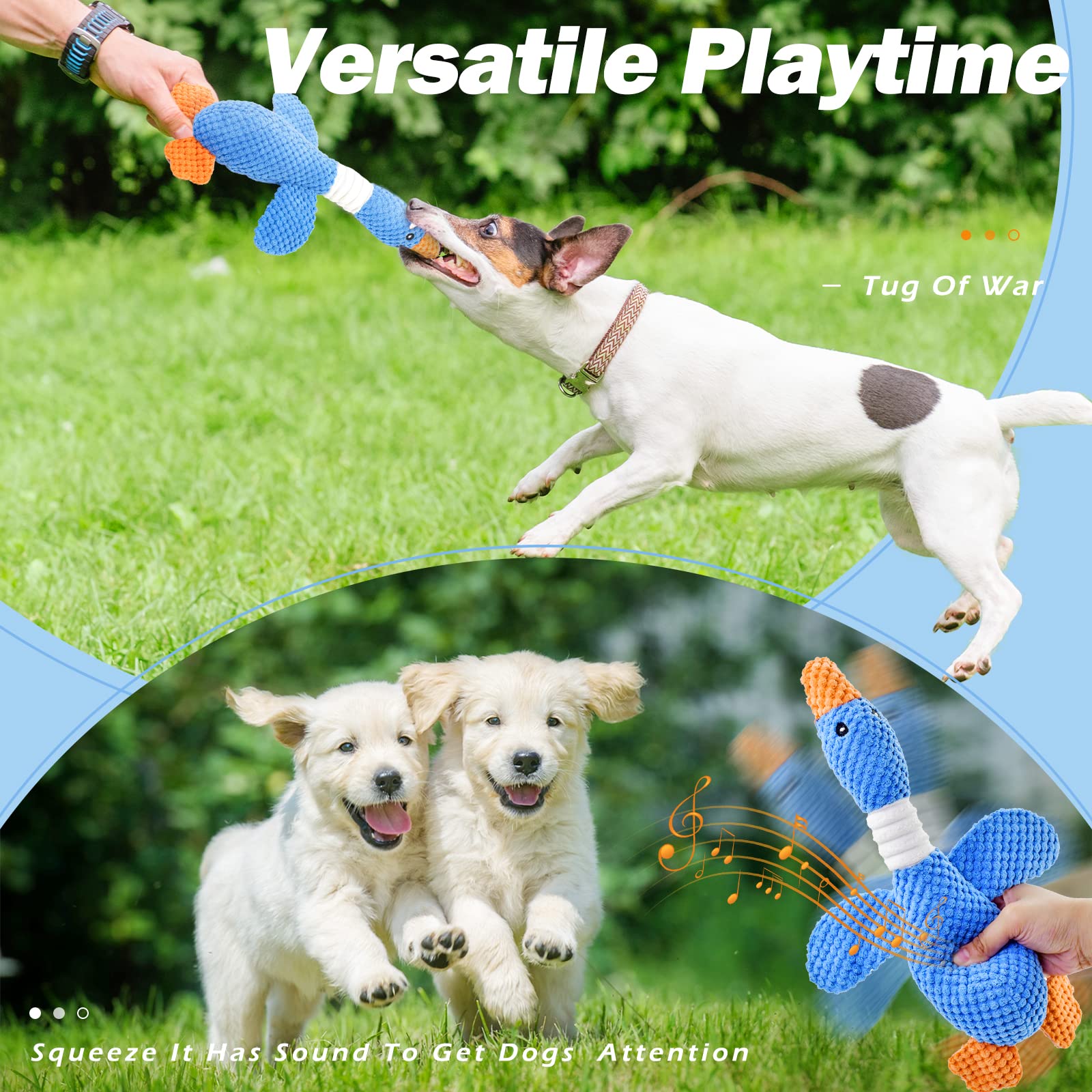 Vitscan 2 Pack Goose Tough Dog Toys for Aggressive Chewers, Durable Squeaky Dog Chew Toys for Small Medium Large Dogs, Plush Int