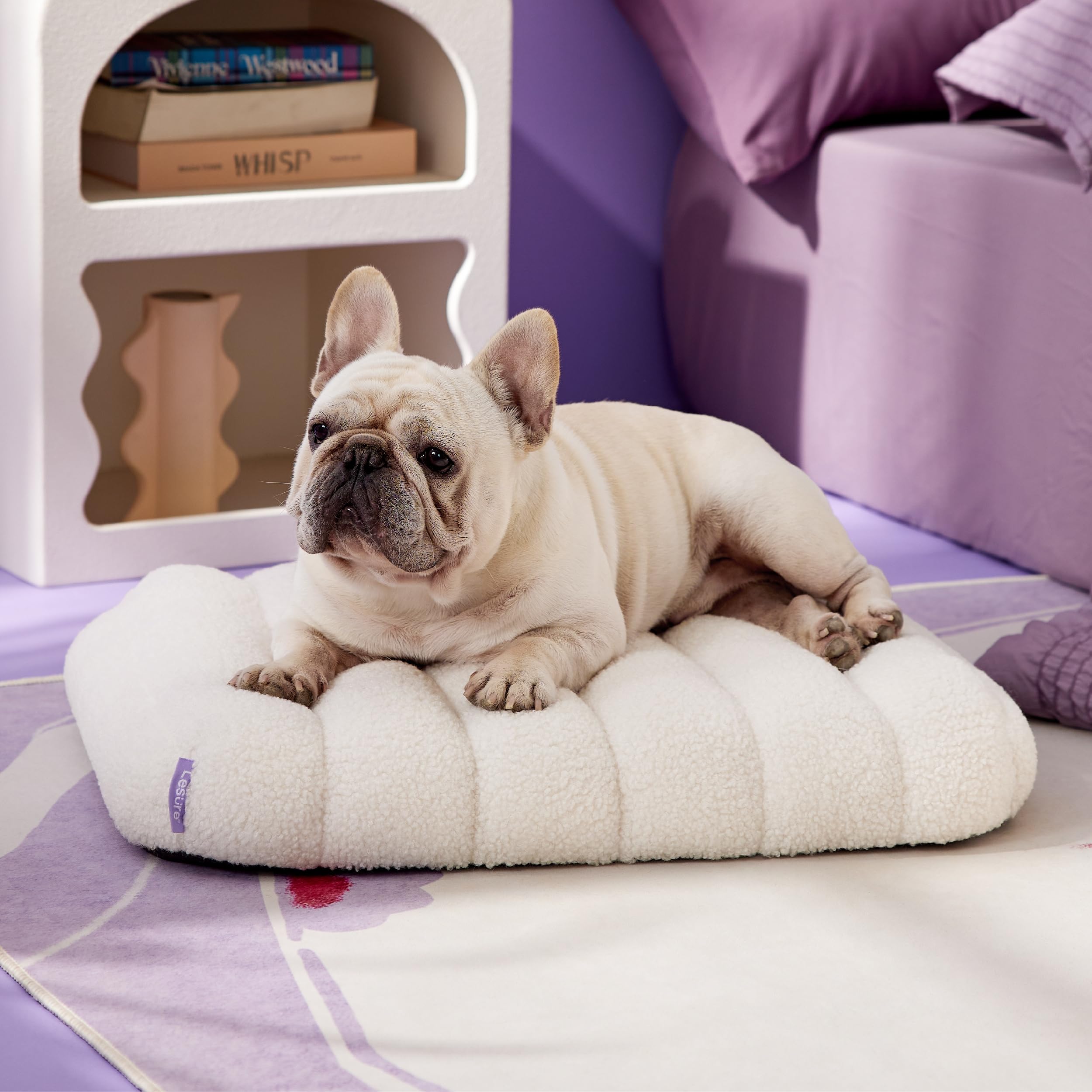 Lesure Cute Orthopedic Dog Bed For Small Dogs, Waterproof Chic Flat Pet Beds With Removable Washable Cover, Fuzzy Thick Egg Crat