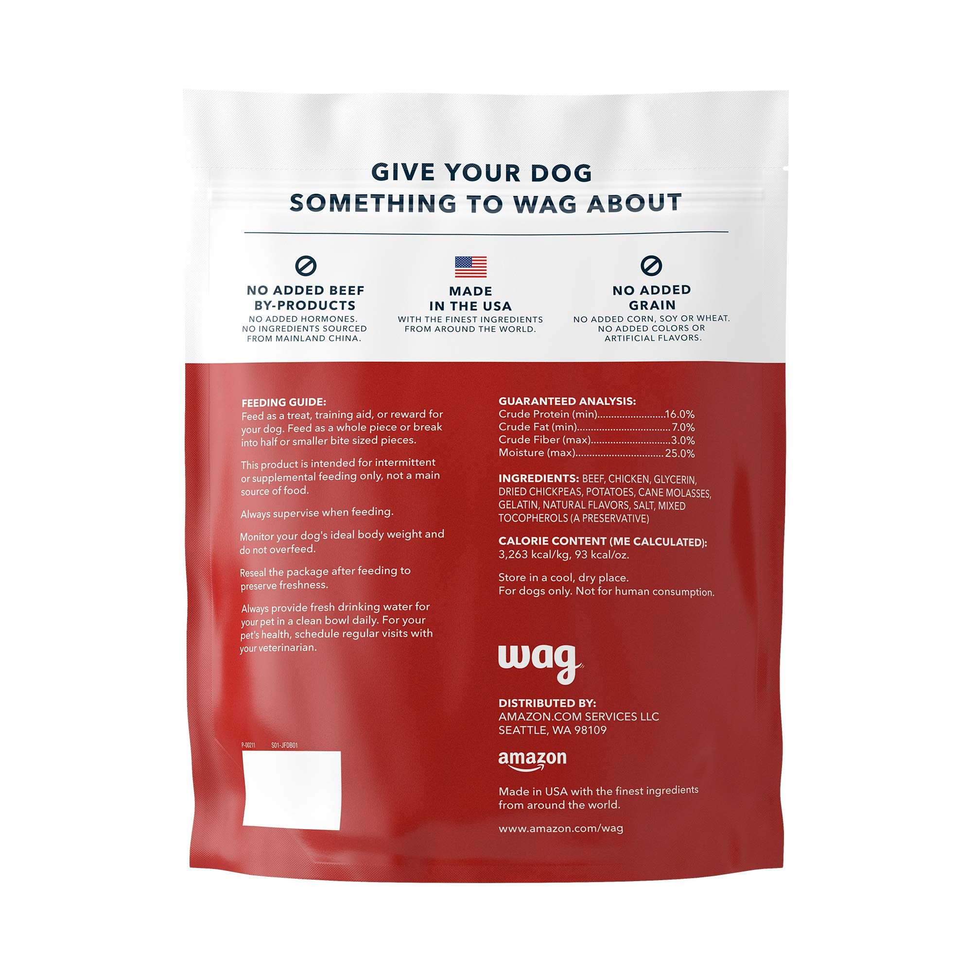 Amazon Brand - Wag Soft & Tender American Jerky Dog Treats - Beef Recipe (12 oz)