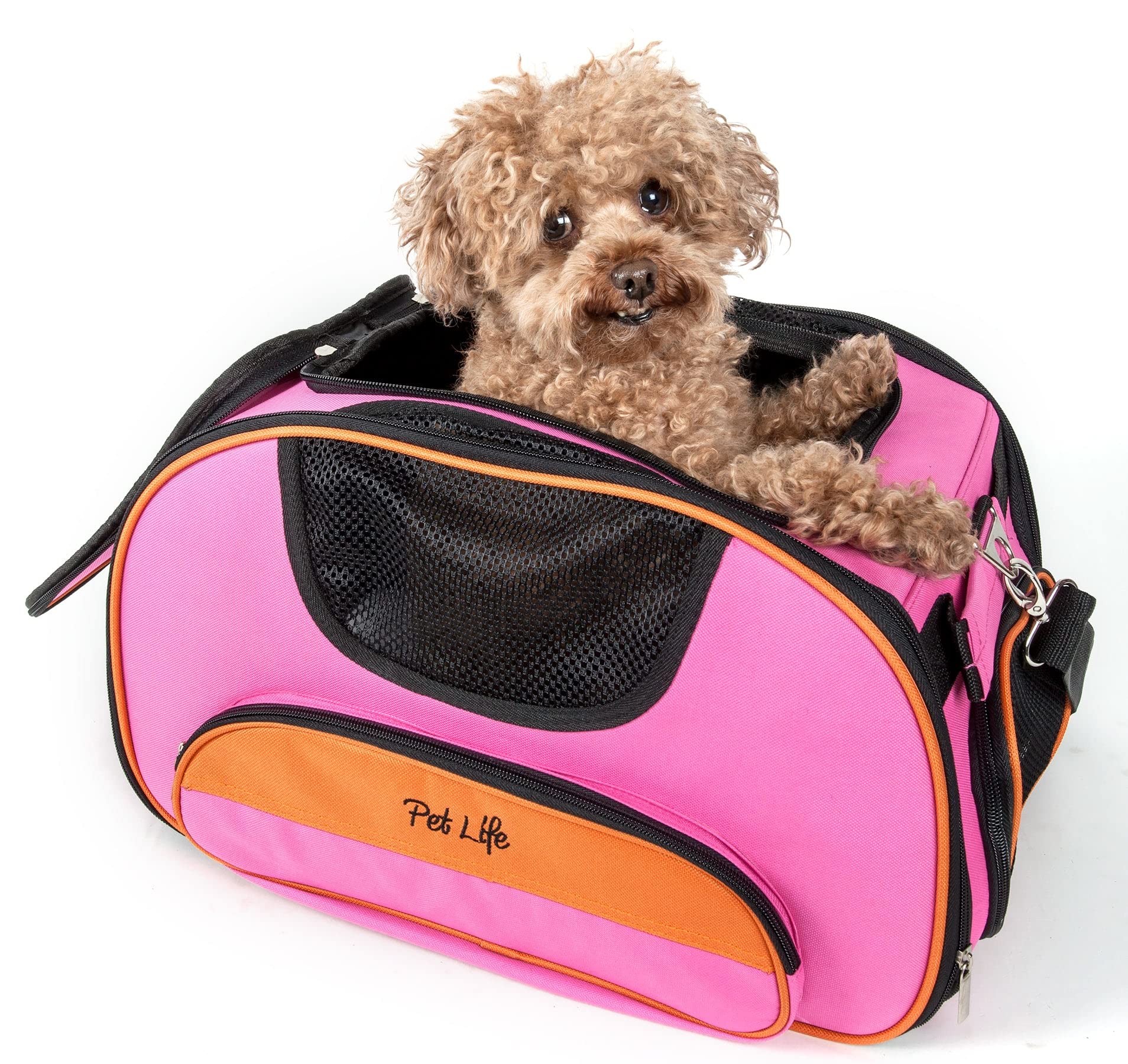 Pet Life Skymax Airline Approved Pet Carrier  Folding And Collapsible Travel Cat And Dog Carrier  Features Zippered Roof An