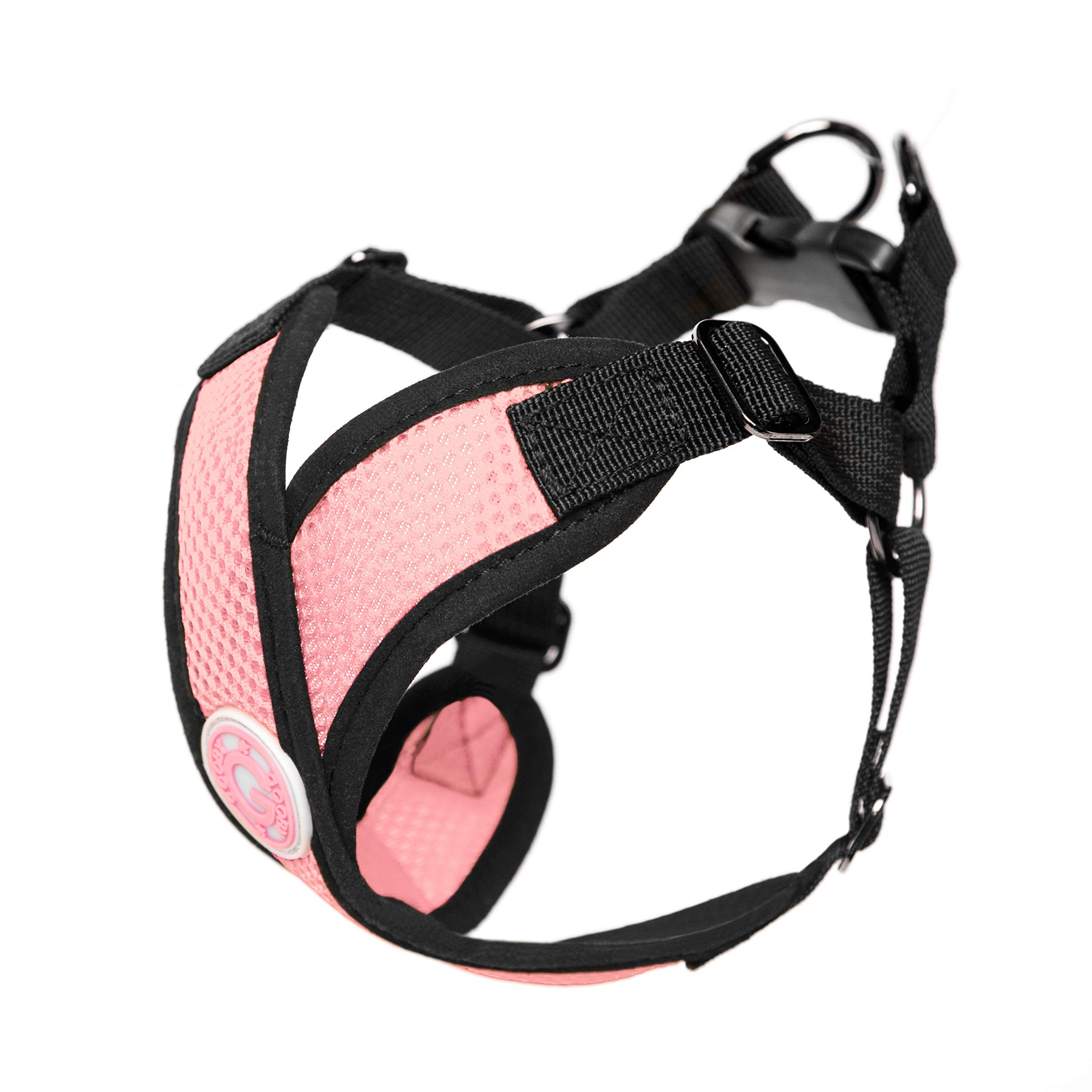 Gooby Comfort X Step in Harness - Pink, Medium - No Pull Small Dog Harness Patented Choke-Free X Frame - Perfect on The Go Dog H