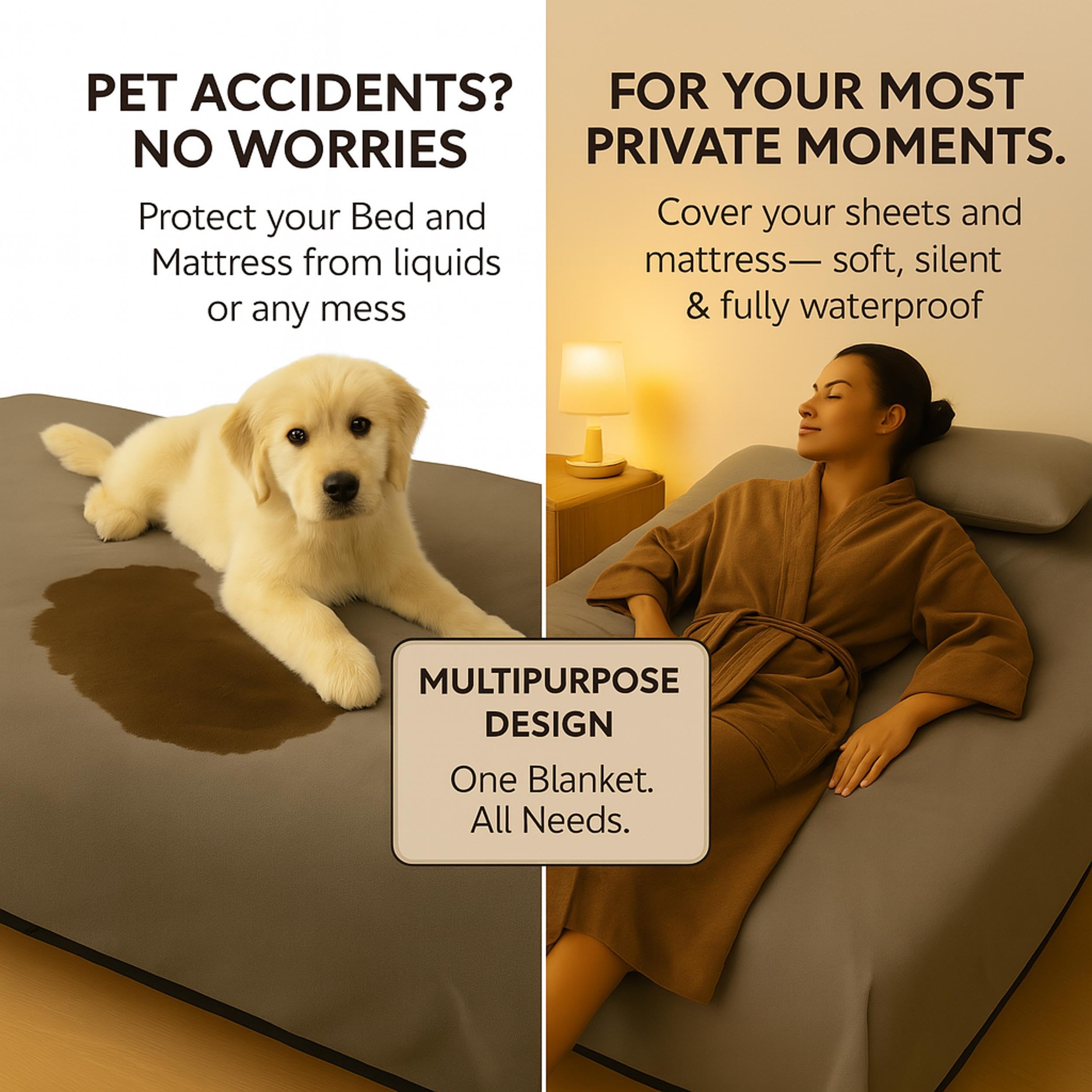 Waterproof Blanket - Multipurpose Blanket for Dogs, Pets or Kids - Soft Reversible Furniture Protector for Bed, Couch, or Dog Cr