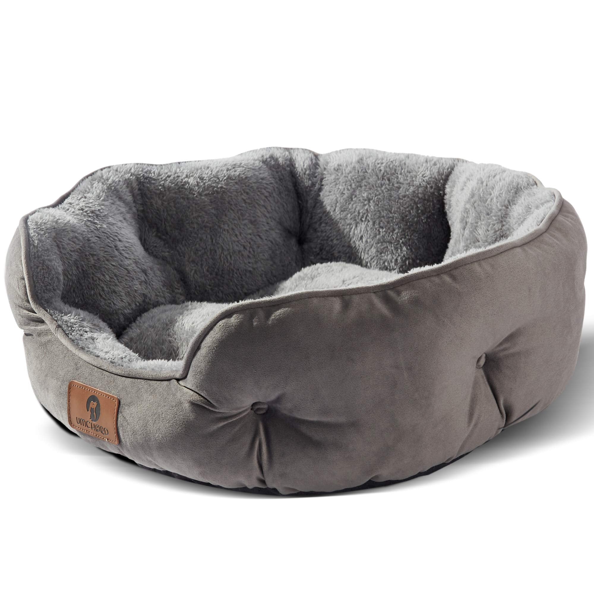 Asvin Medium Dog Bed For Medium Dogs, Cat Beds For Indoor Cats, Pet Bed For Puppy And Kitty, Extra Soft & Machine Washable With Anti-Slip & Water-Resistant Oxford Bottom, Grey, 25 Inches