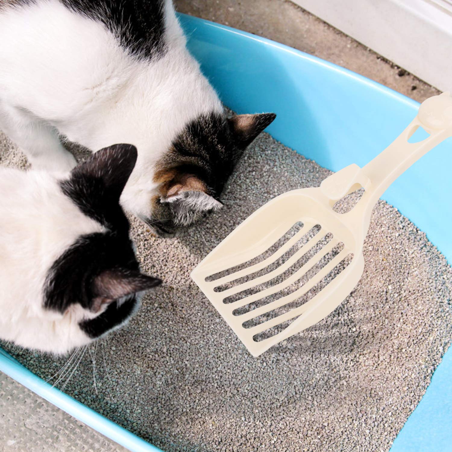 Depets Cat Litter Scoop, Litter Scoop With Wide Slats, Kitty Litter Scooper For Pine Pellets, Durable Plastic Litter Sifter Scoop - Designed For Easy Sifting, Milky White