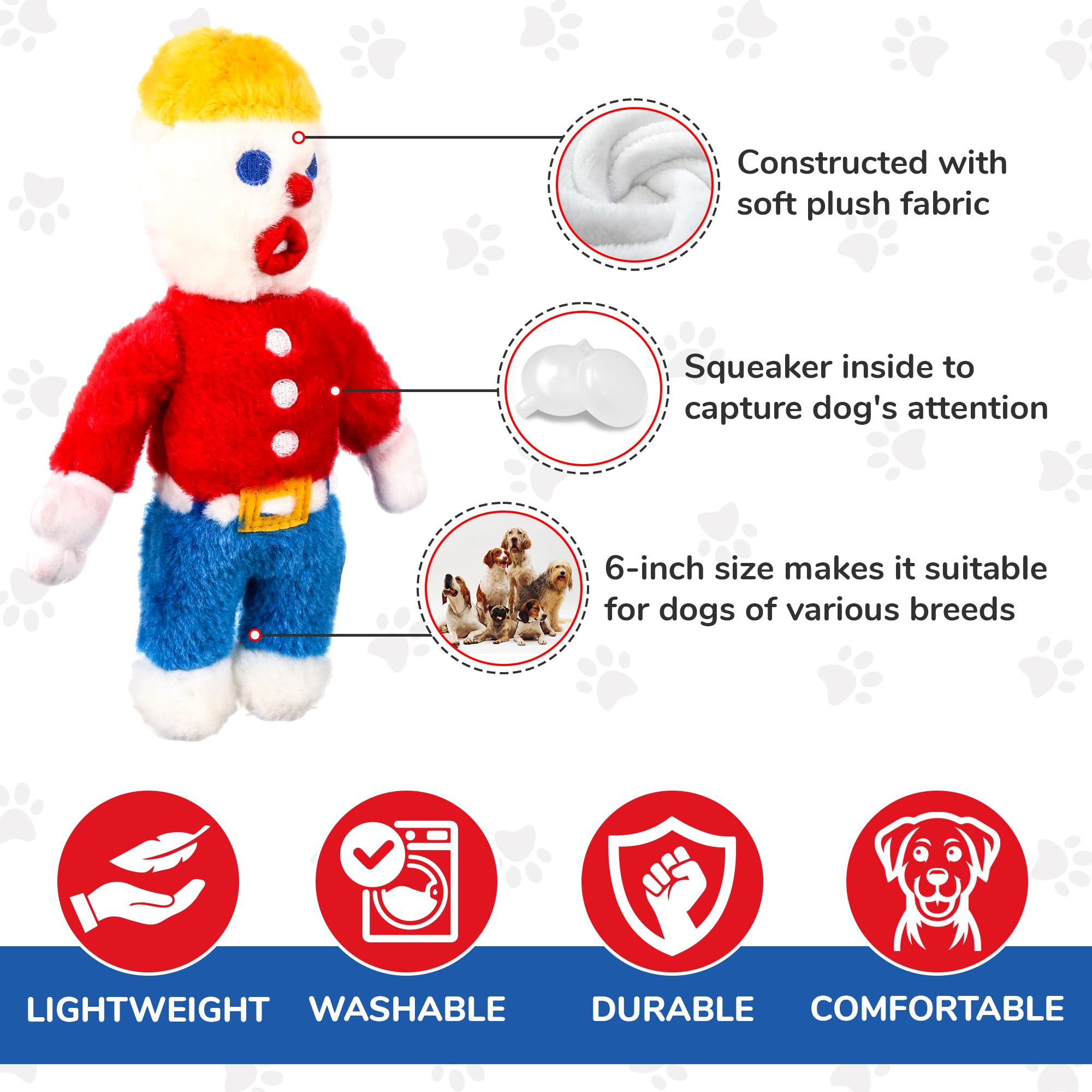Mr. Bill Mini Squeaker Dog Toy - 6'' Small Multicolor Officially Licensed