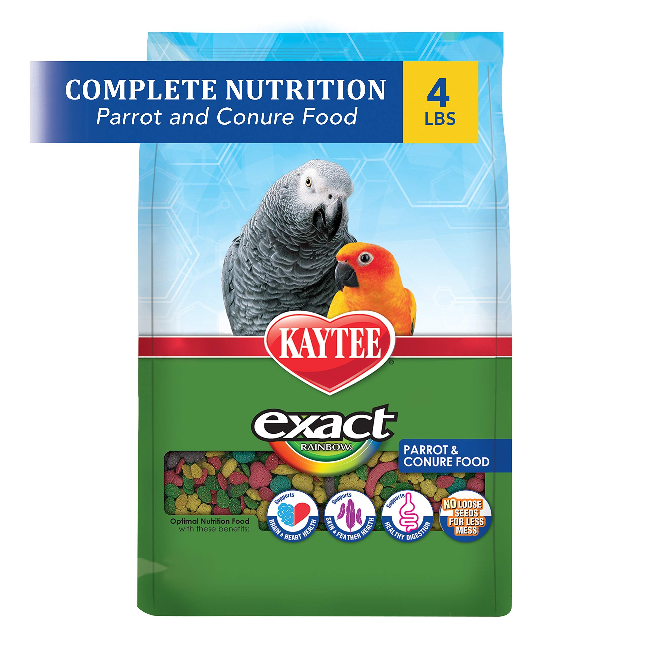 Kaytee Exact Rainbow Pet Parrot & Conure Food, 4 Pound