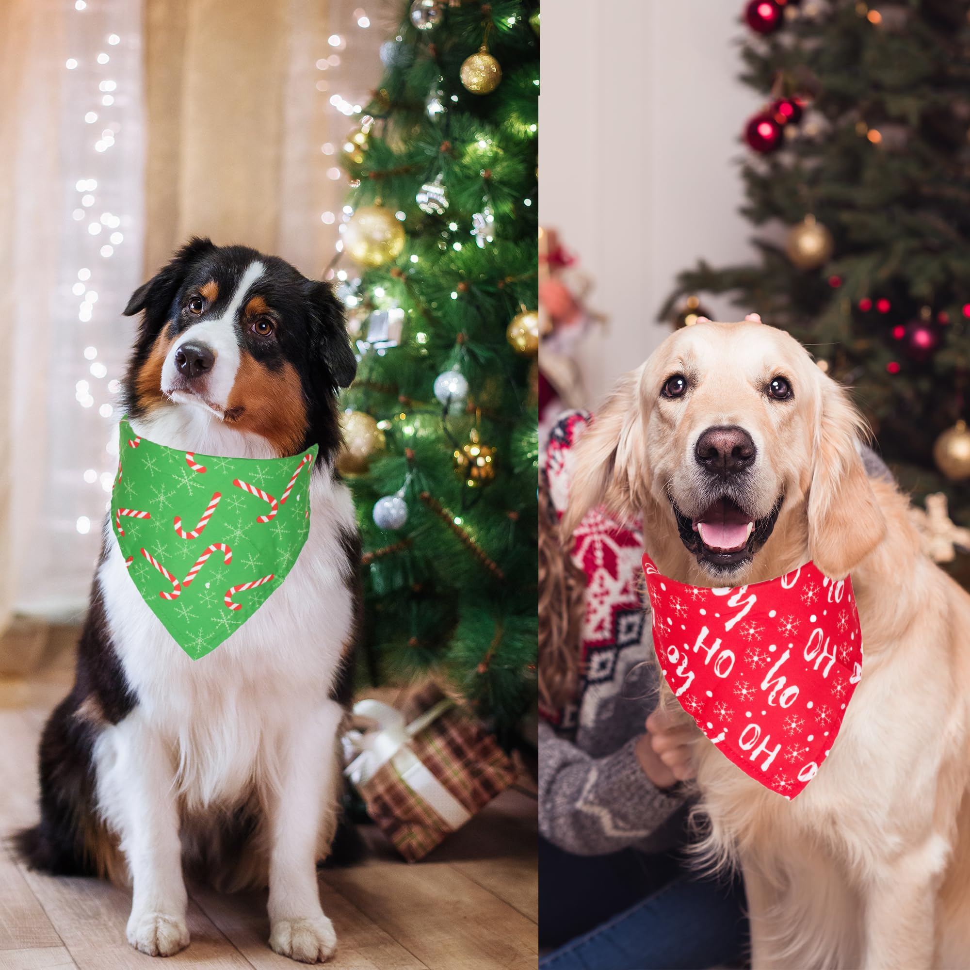 ADOGGYGO 4 Pack Dog Bandana Christmas Dog Scarf Triangle Bibs Kerchief Set Pet Costume Accessories Decoration for Large and X-La