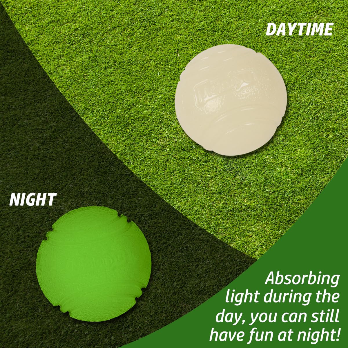 Vitalili 2 Pcs Glowing Fetch Ball For Dogs - Rubber Toy Water Ball, High Bounce Training Chew Resistant For 60+ Lbs Belgian Mali