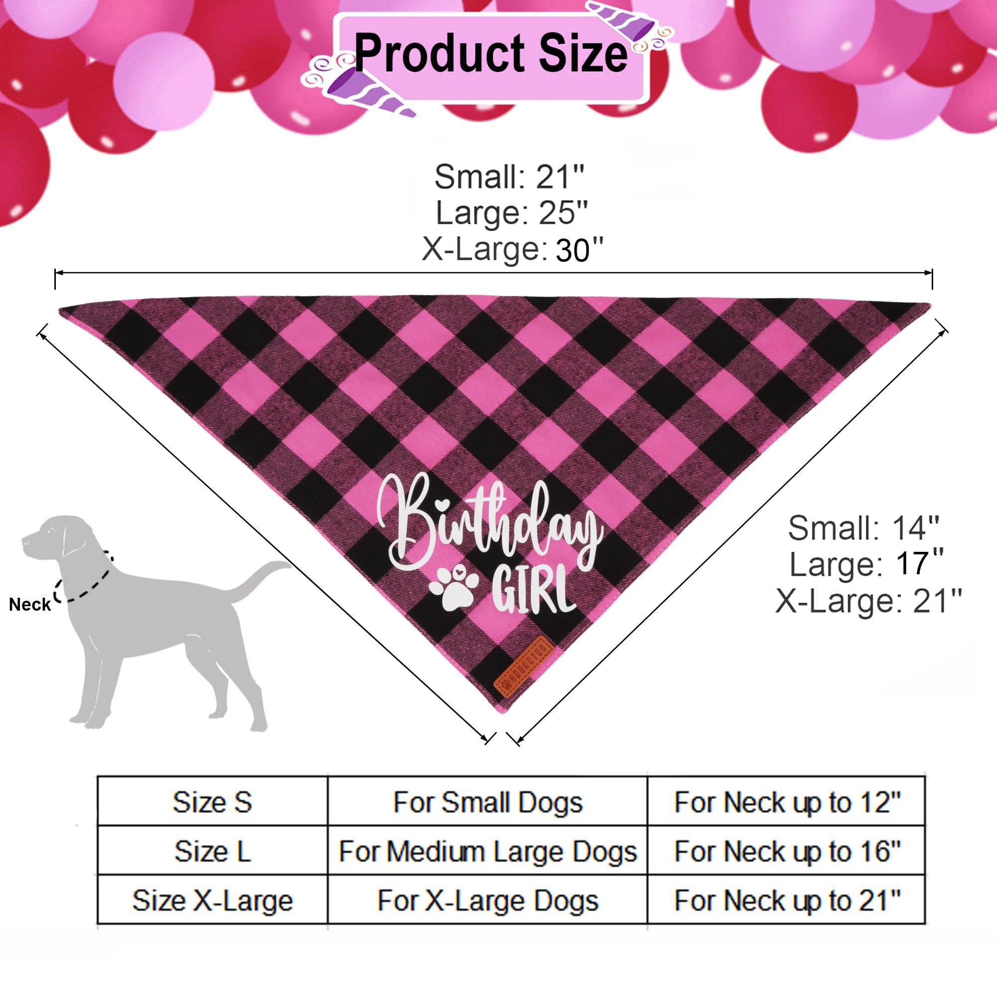 Adoggygo Dog Birthday Party Supplies, Pink Plaid Birthday Girl Dog Bandana, Golden Pet Party Hat With Numbers, Bowtie For Medium