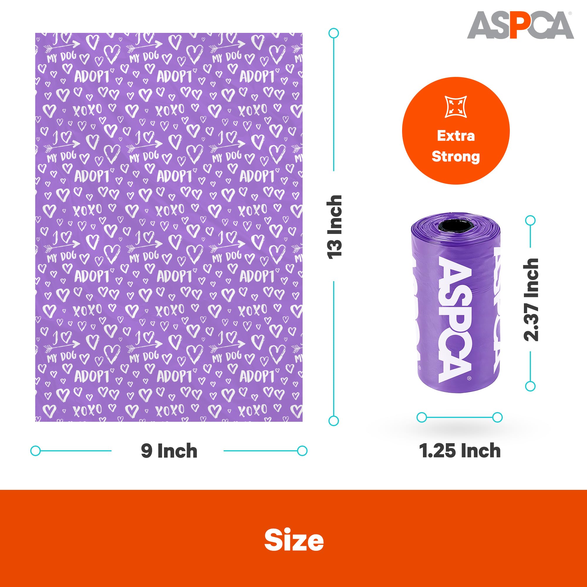 ASPCA Dog Poop Bags, 240 Bags 16 Rolls, Mountain Scent, Hearts Print, Heart Print (AS1000)