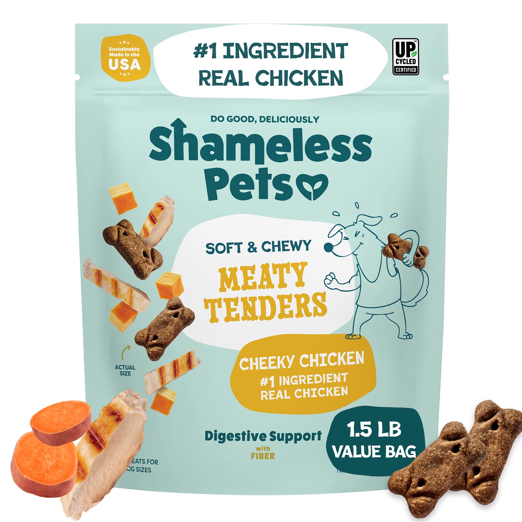 Shameless Pets Soft & Chewy Dog Treats, Cheeky Chicken Meaty Tenders, 1.5lb - Real Chicken is 1st Ingredient - Grain Free, No Co