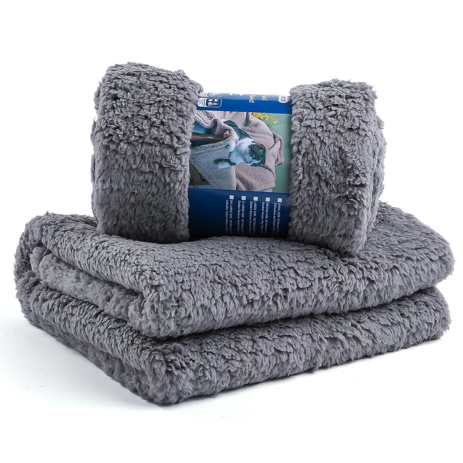 Xinsource 2 Packdog Blanket For Large Size Dogs Cats Soft Sherpa Fleece Pet Blanket Throw For Sofa, Couch Thick Durable Pet Bed 