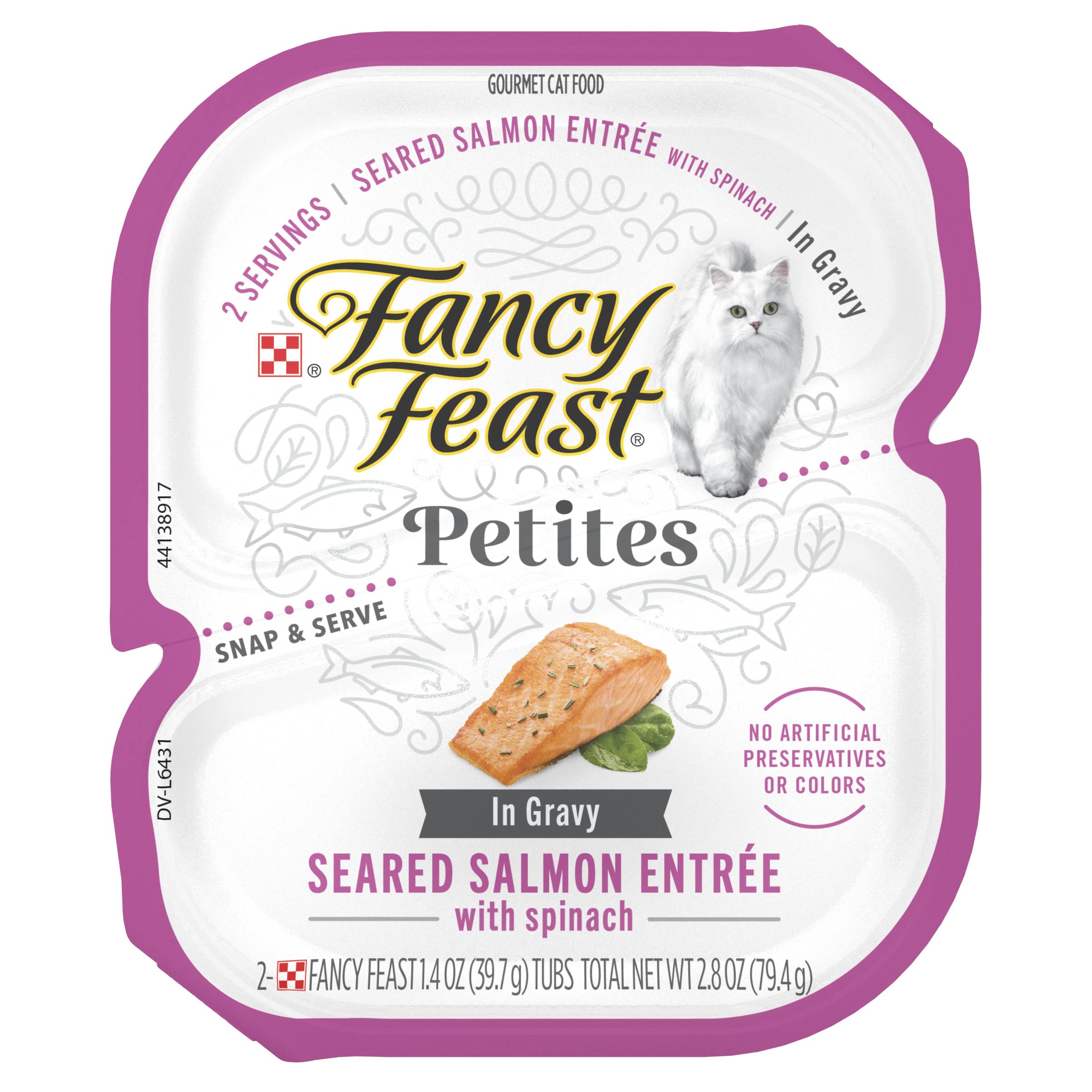 PURINA Fancy Feast Gourmet Gravy Wet Cat Food, Seared Salmon with Spinach, (12) 2.8 oz. Tubs