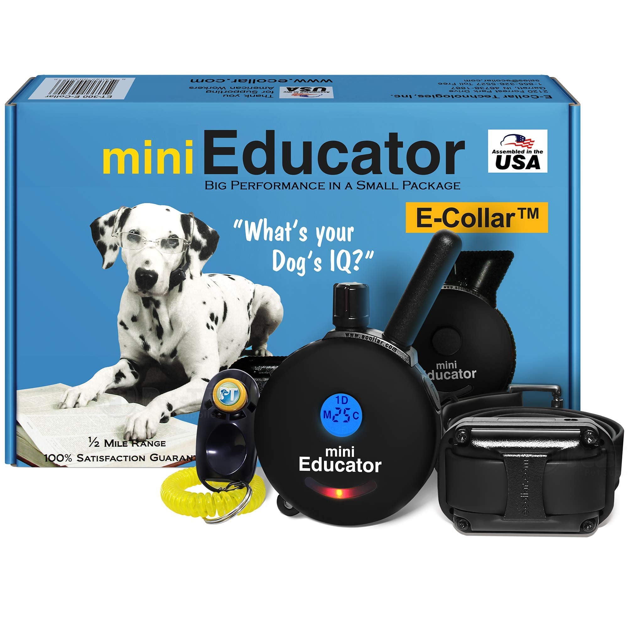 Educator  ET300 Black  Ecollar Dog Training Collar with Remote Control  1/2 Mile Range, Waterproof, Rechargeable, 100 Traini